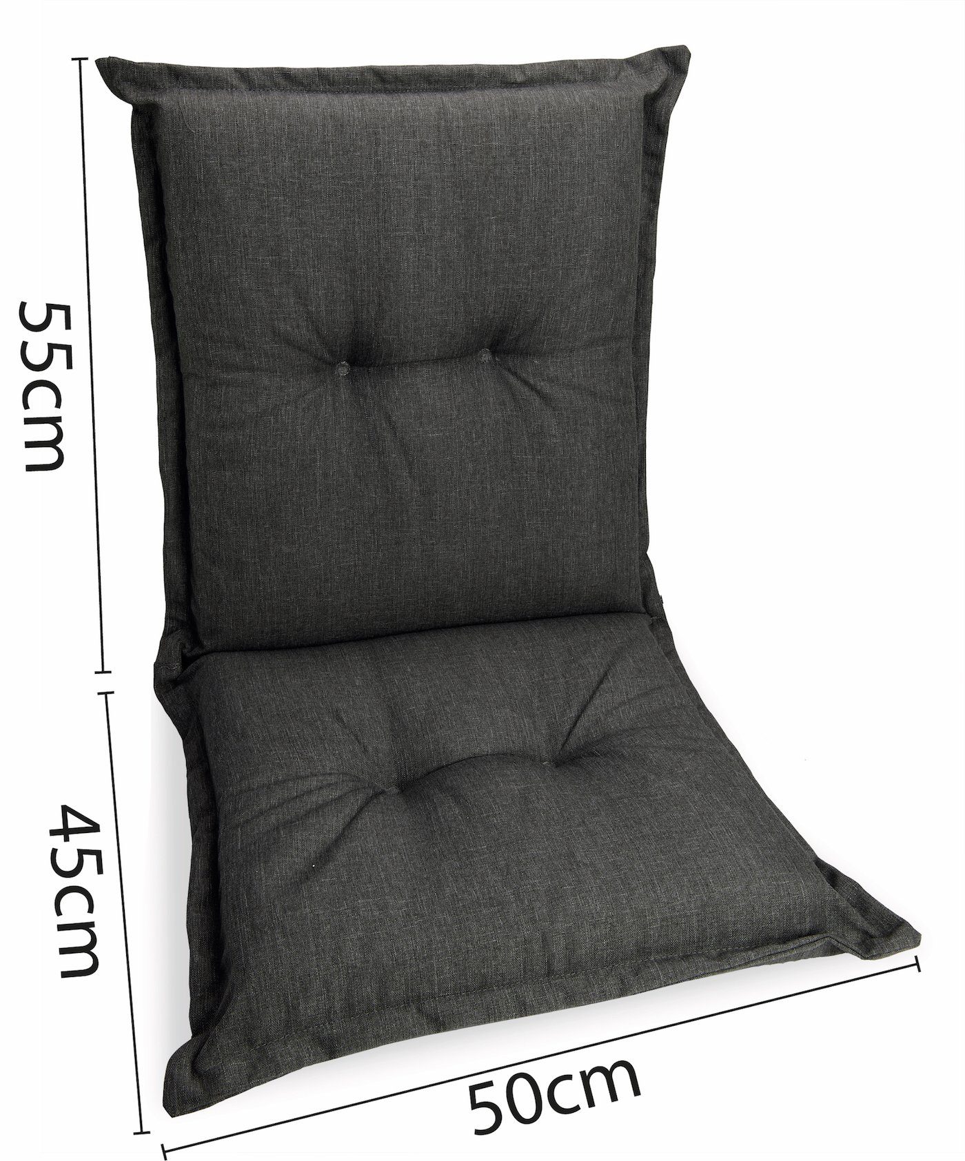 sunnypillow Liegenauflage 6 Stück Gartenstuhlauflagen 100 x 50 x 9 cm, UV-Lichtecht Stuhlauflage Stuhlkissen, Anthrazit