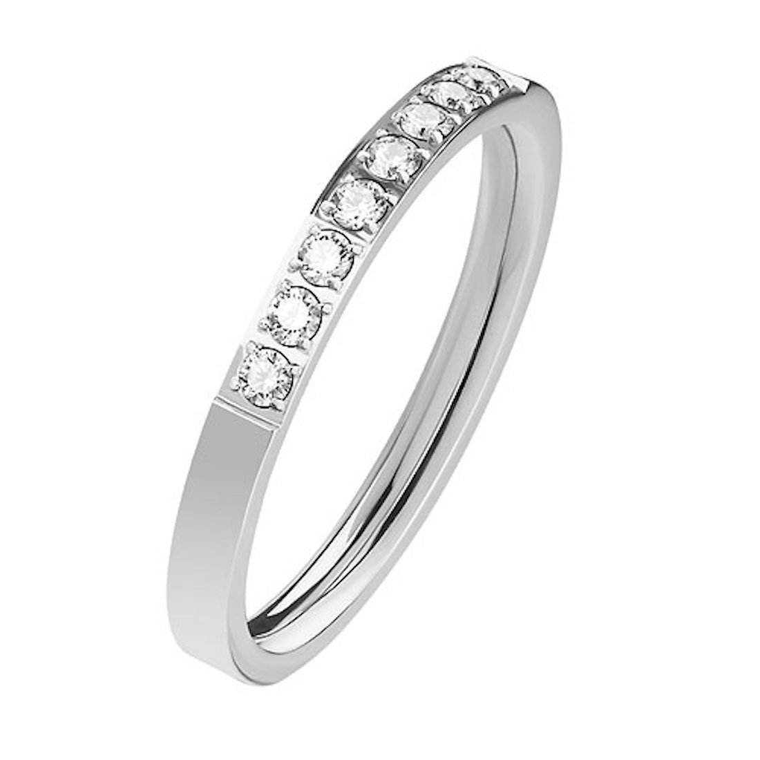 Taffstyle Fingerring Damen Verlobungsring Ehering mit Kristallen elegant filigran glänzend (Feiner Damenring mit funkelnden Kristallen in Roségold Gold oder Silber - Geschenkidee)