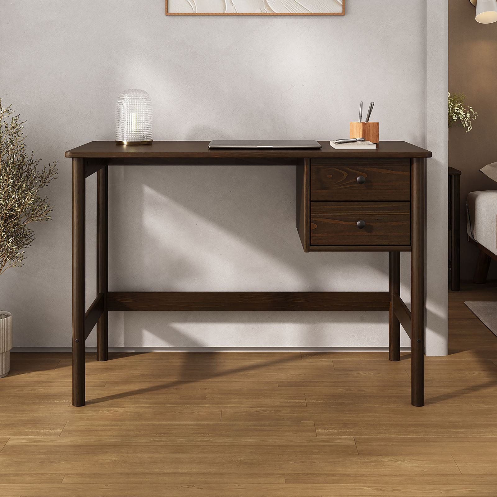 IDIMEX Schreibtisch MARLO, Holzschreibtisch mit 2 Schubladen aus Massivholz günstig online kaufen
