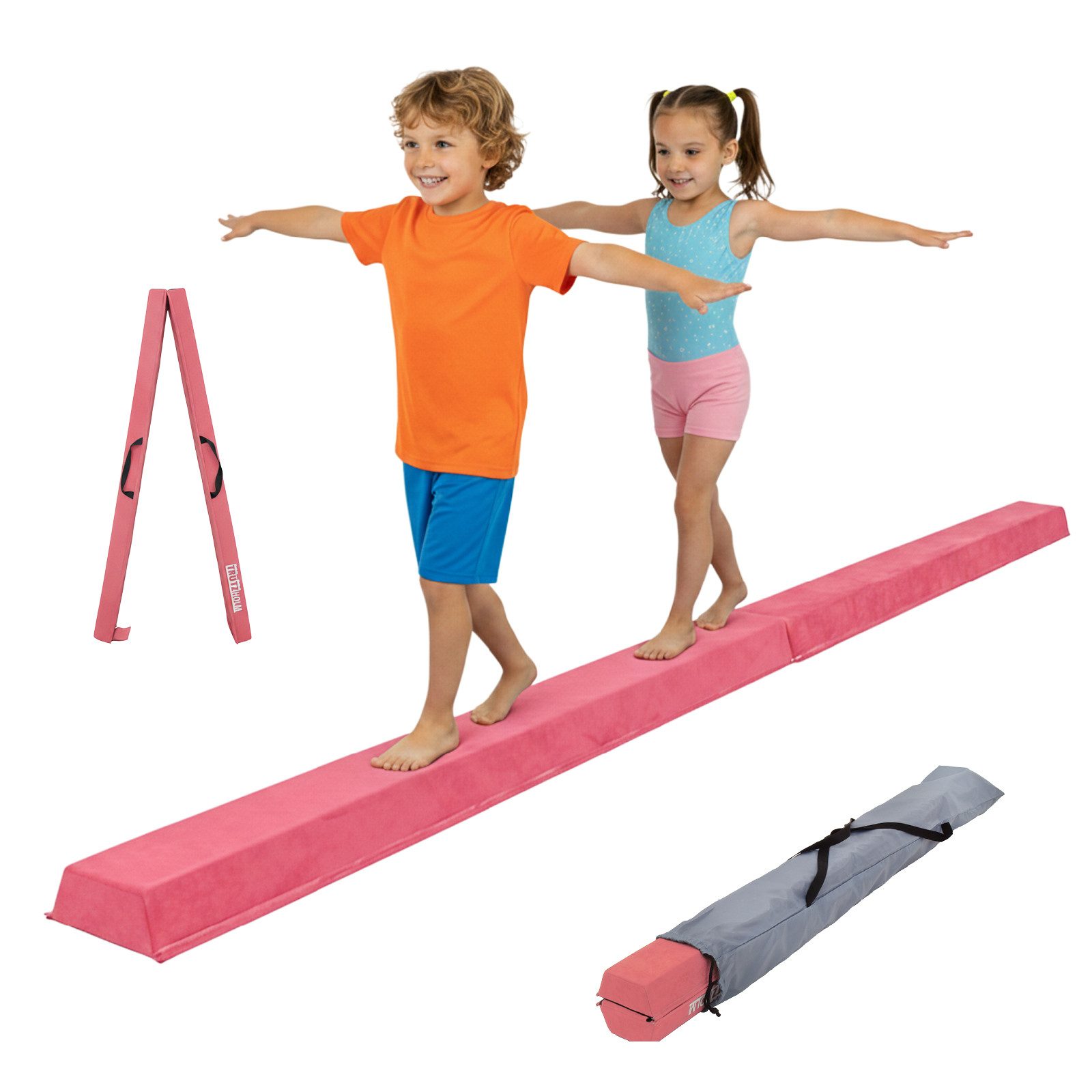 TRUTZHOLM Balanceboard Schwebebalken 270 cm klappbar auf 135 cm Turnbalken inkl. Tragetasche, klappbar, tragbar, bodennah, kombinierbar