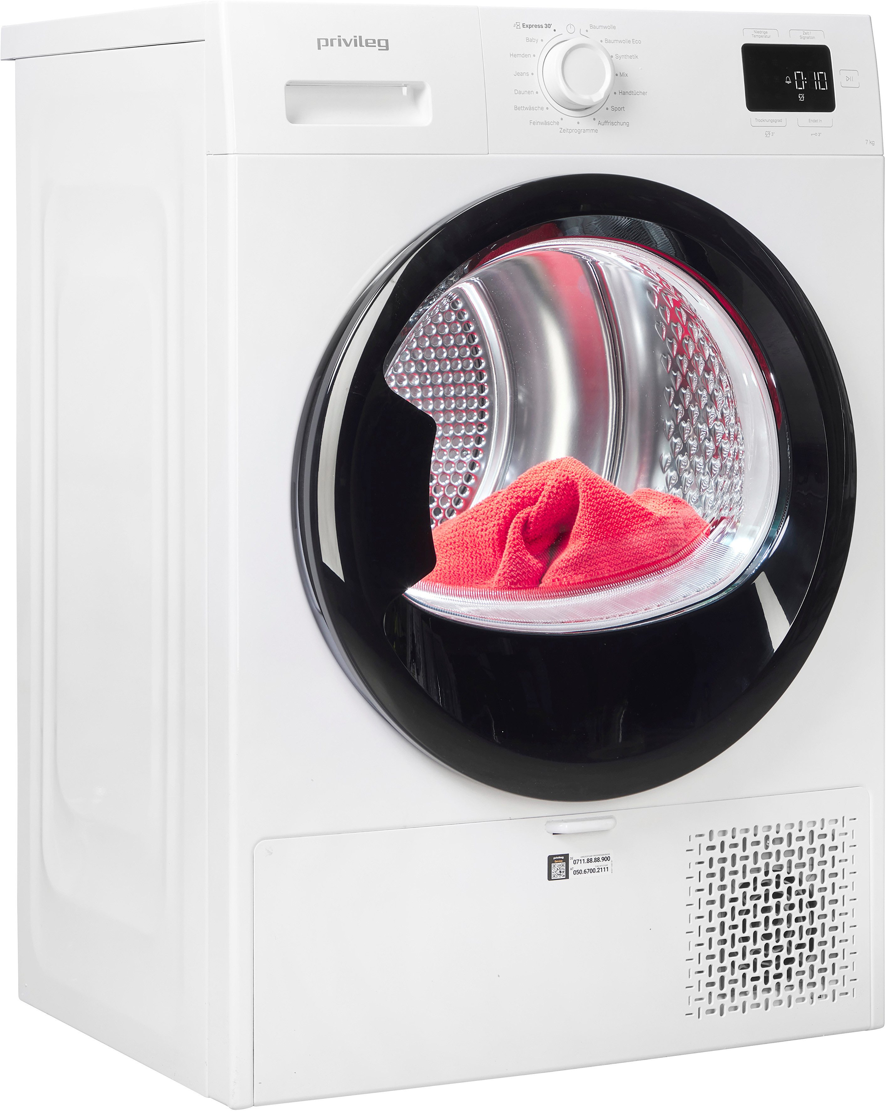Privileg Wärmepumpentrockner PD 7D WMB, Knitterschutz – verhindert die Bildung von Knitterfalten