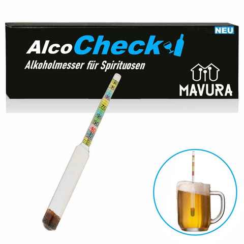 MAVURA Alkohol-Teststreifen AlcoCheck Alkoholmeter Alkoholmesser 0-96% Spirtometer Refraktometer, Vinometer Alkohol Messgerät Aräometer Alkoholgehalt messen