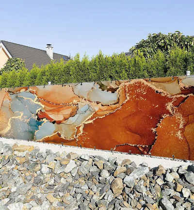 MyMaxxi Sichtschutzzaunmatten Zaunbanner Marmor terrakotta gold Sichtschutz Garten Zaun