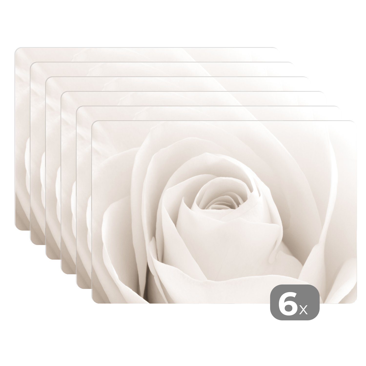 MuchoWow Platzset Rose - Weiß - Floral - Botanisch - Natur, (6-St), Platzse günstig online kaufen