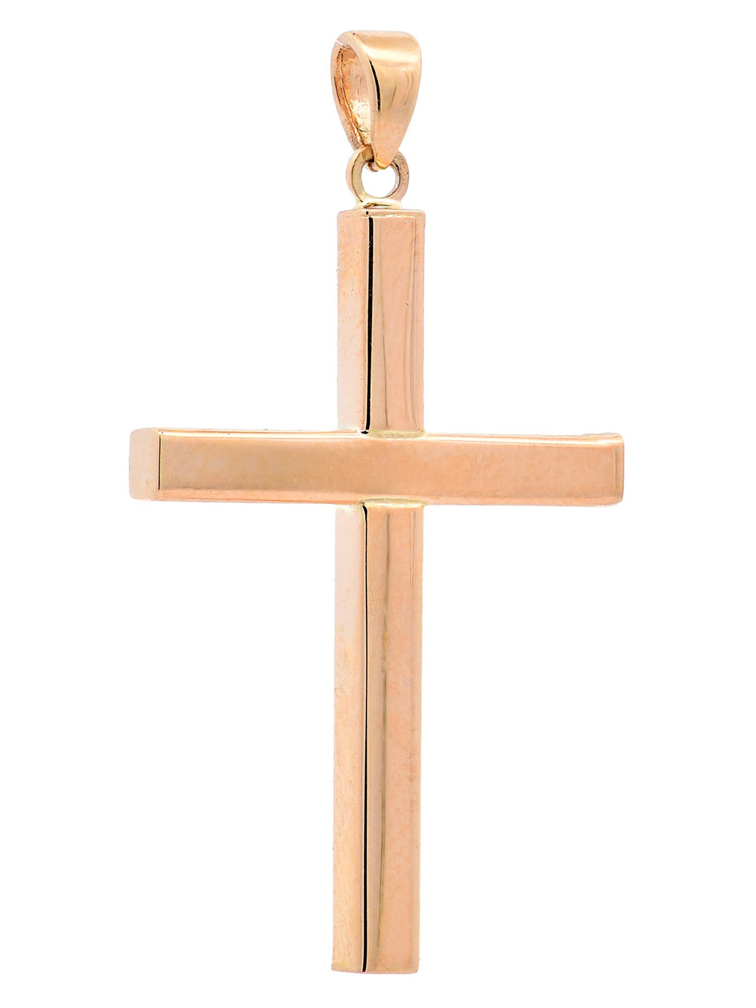 HOPLO Kettenanhänger Anhänger Kreuz mit 1,1 mm Goldkette 36 cm 585-14 Karat Gold, Made in Germany