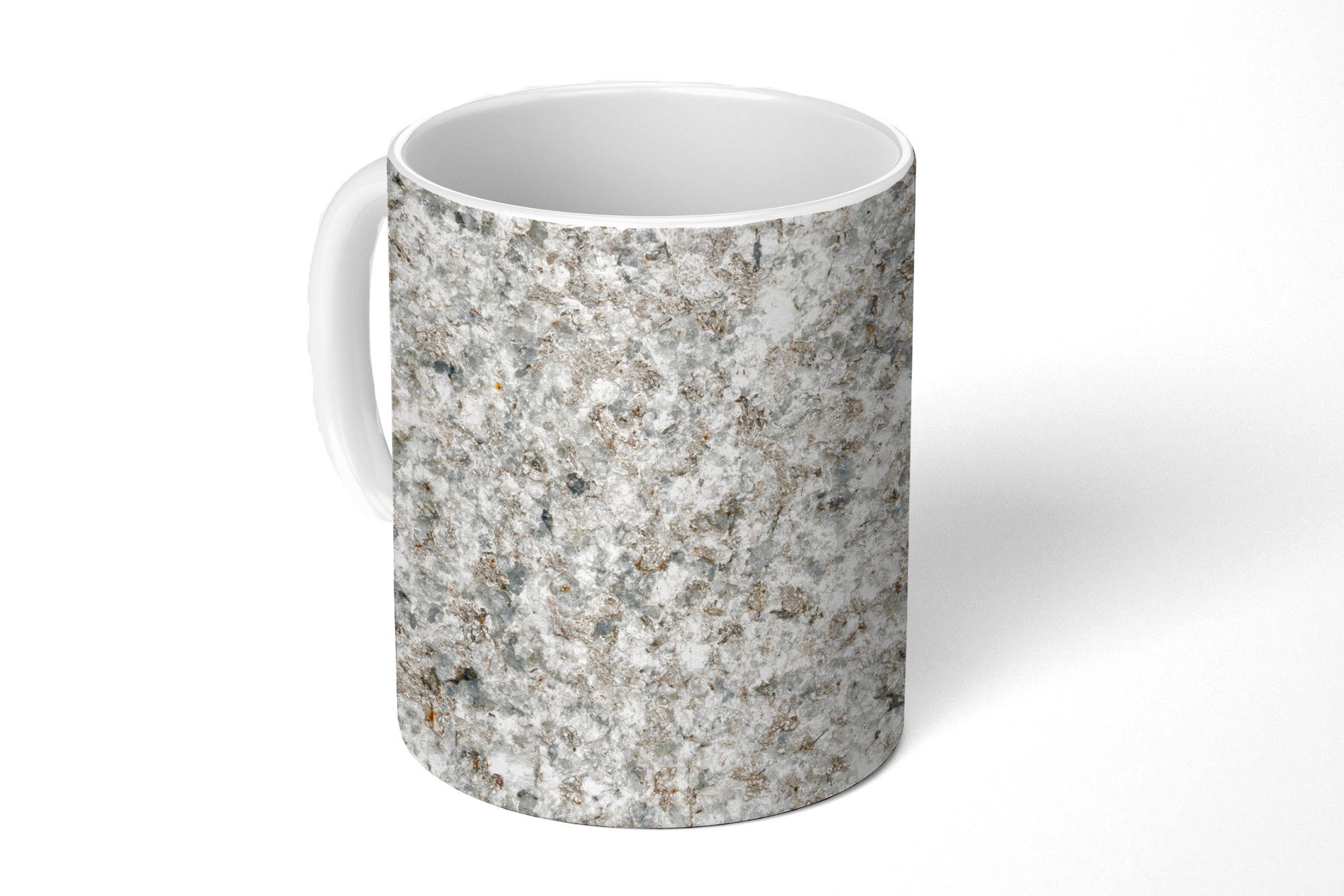 MuchoWow Tasse Granit - Weiß - Grau - Stein - Textur, Keramik, Kaffeetassen, Teetasse, Becher, Teetasse, Geschenk