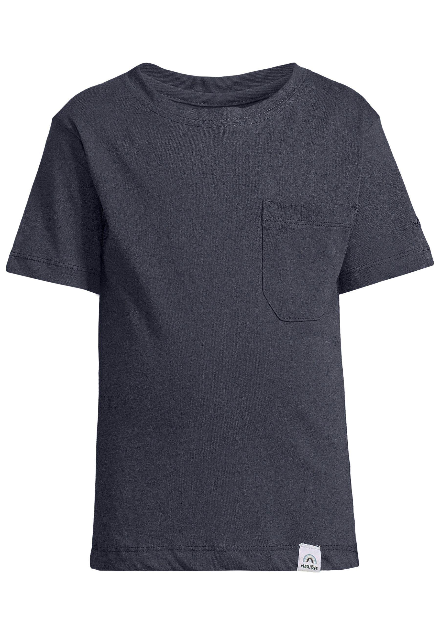 PATCH GOTS Life Bio-Baumwolle New T-Shirt TEE - NECK zertifizierte Blau CREW POCKET