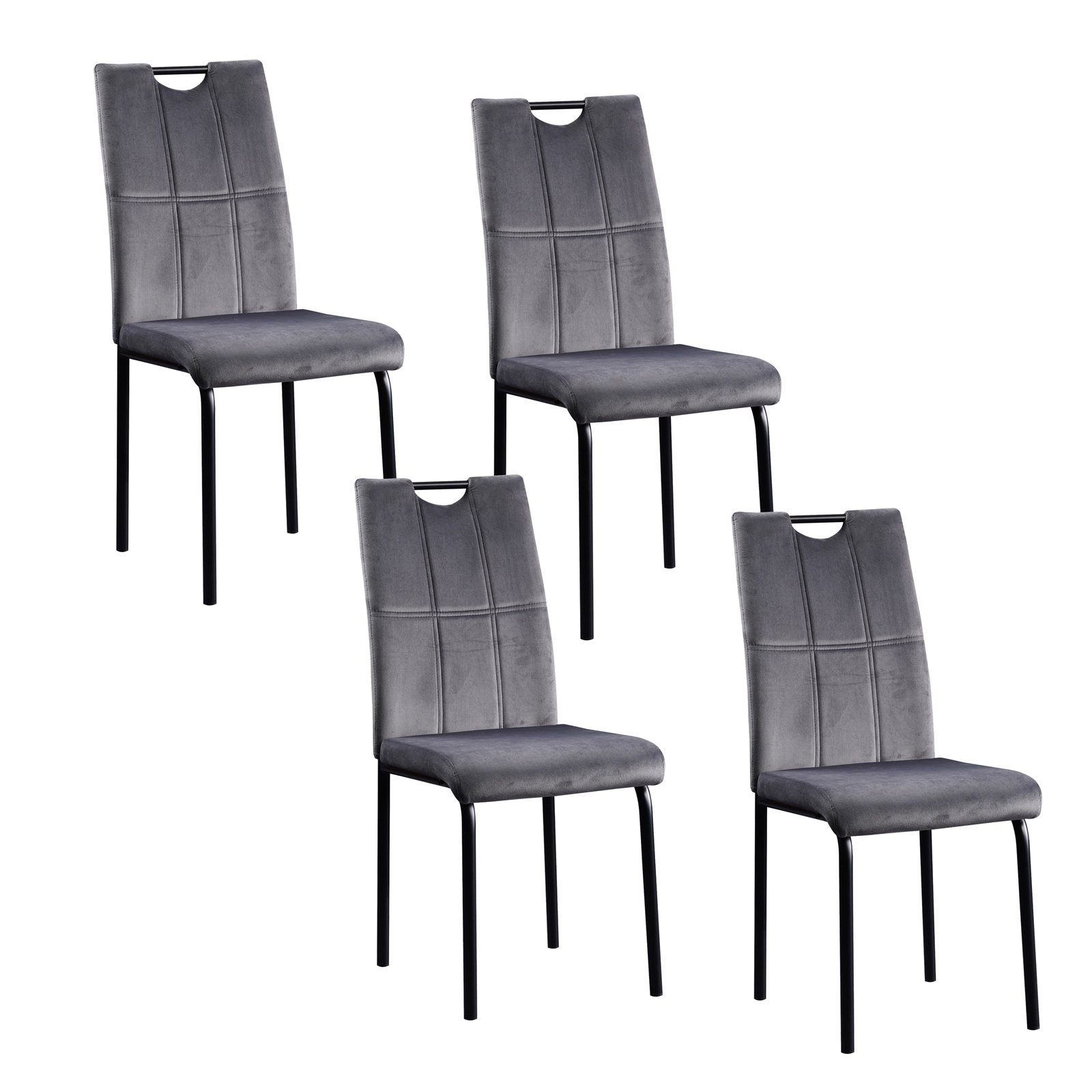 HTI-Living Esszimmerstuhl Stuhl Denton Velvet 4er-Set (Set, 4 St), Esszimmerstuhl Samt Grau