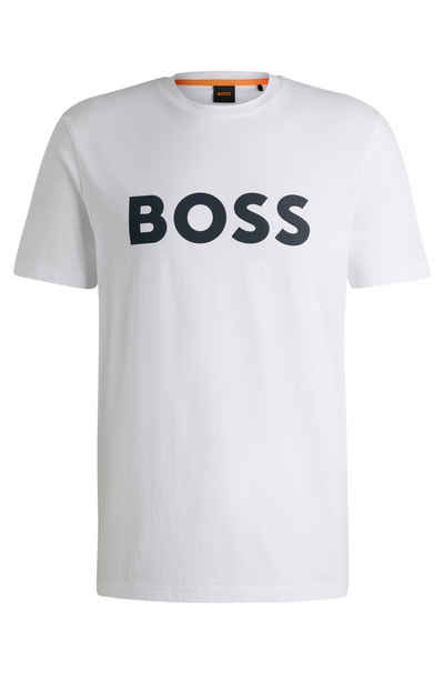 BOSS ORANGE T-Shirt Thinking 1 10246016 01 mit großem BOSS Druck auf der Brust