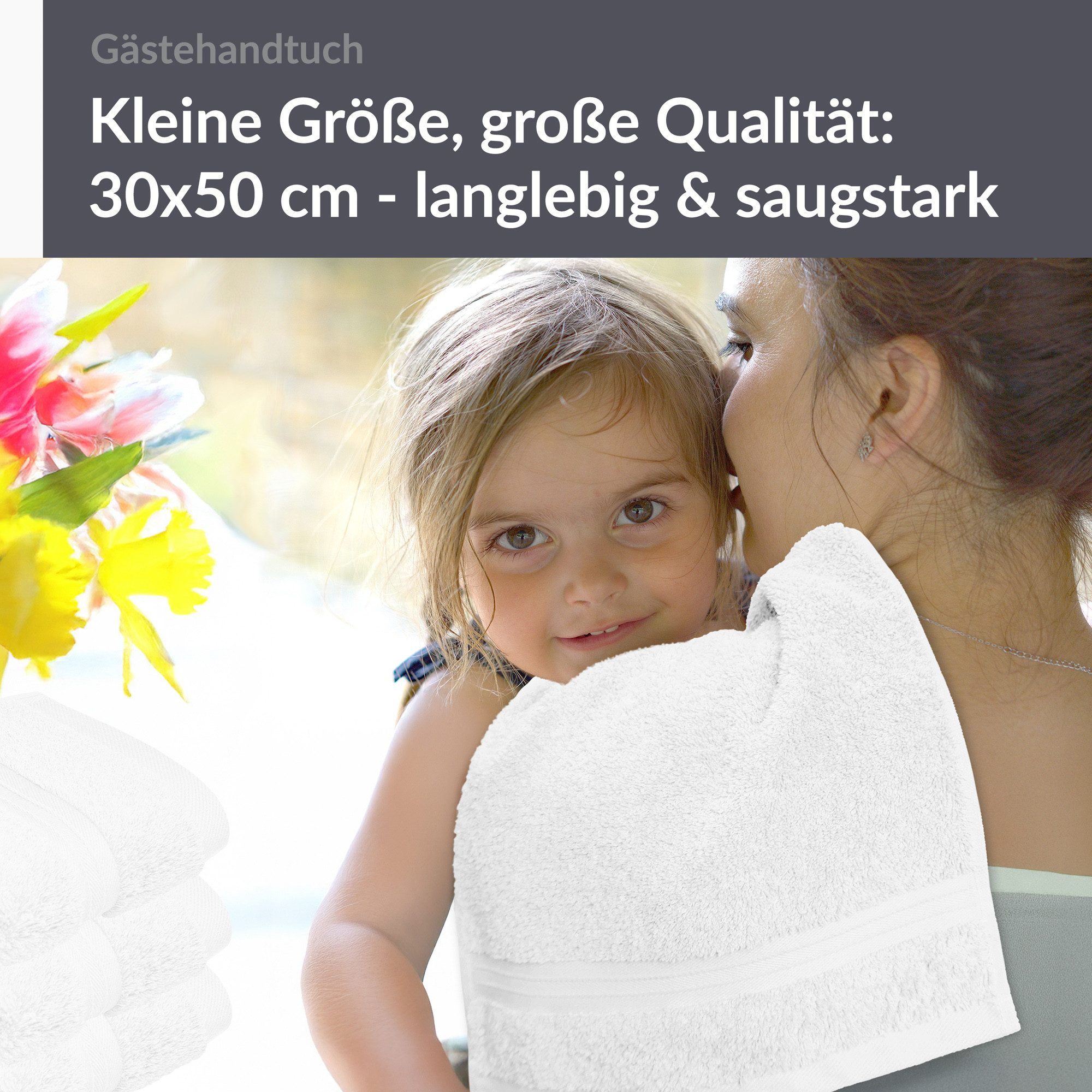 Lashuma Gästehandtücher - Kleine Handtücher Linz, Frottee (Spar-Set, 4-St), kleine Handtücher für Bad 30x50 cm weiß – Bild 4 von 5