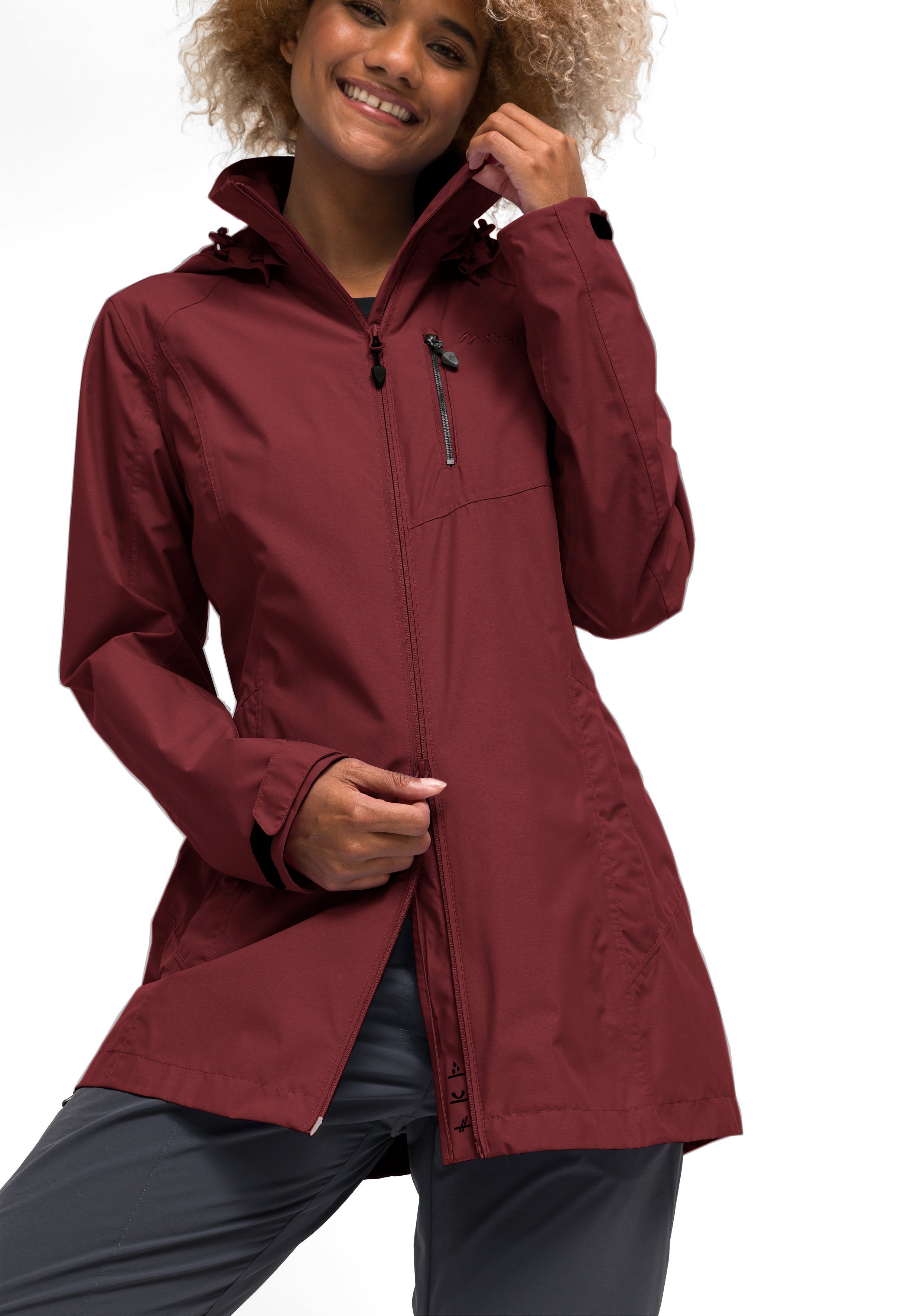 W Wetterschutz Funktionsjacke Coat Perdura mit Modischer Maier vollem Mantel weinrot Sports