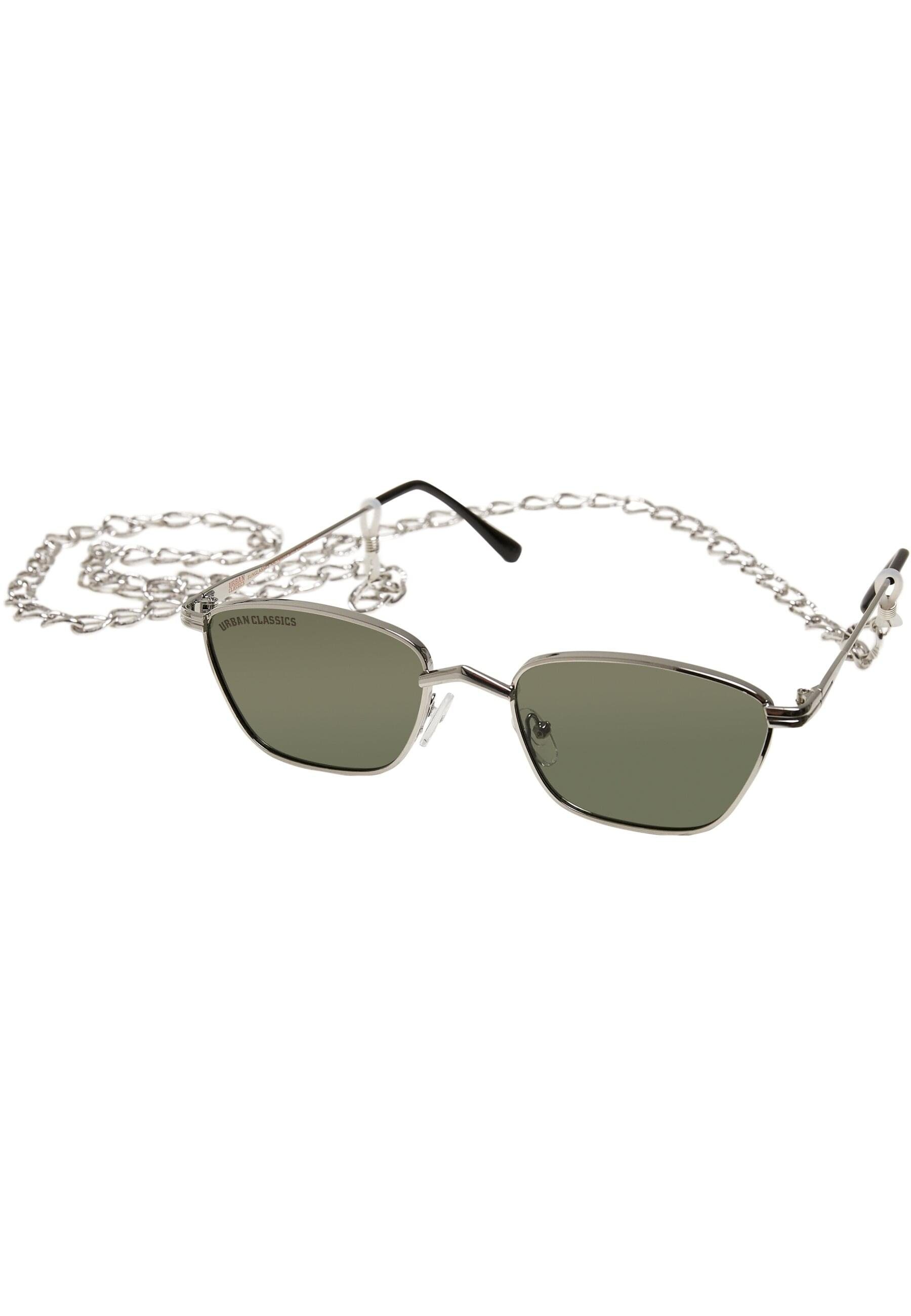 URBAN CLASSICS Sonnenbrille With Kalymnos Sunglasses Chain silver/green Unisex