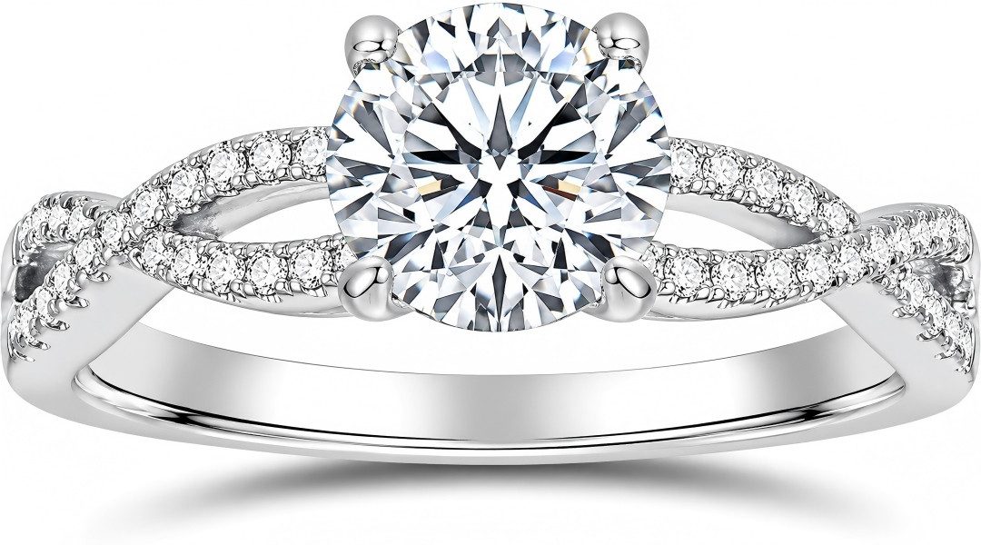 Jumpeak Diamantring 1ct im Labor gezüchtet,Diamantring,gewundenes Design,D,VS1,14K gold, Verlobungsring,Geschenk für Frauen,Jubiläumsgeschenk,Hochzeitsgeschenk