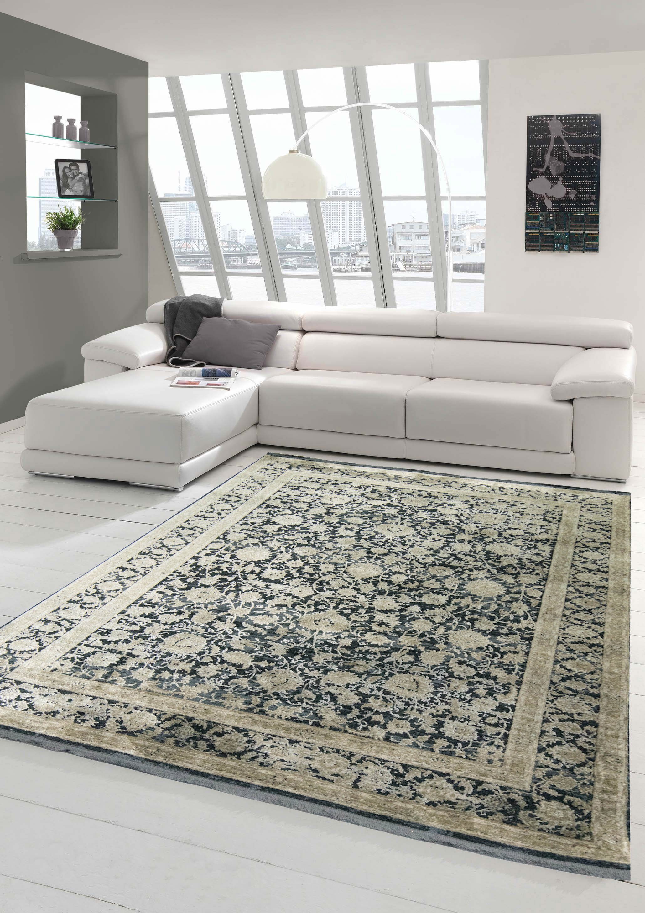 Teppich »Moderner Teppich Wohnzimmer orientalisches Blumendesign in Beige  auf schwarzem Hintergrund«, Teppich-Traum, rechteckig, Höhe 10 mm online  kaufen | OTTO