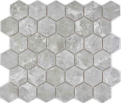 Mosani Mosaikfliesen Keramikmosaik Mosaikfliesen grau glänzend / 10 Mosaikmatten
