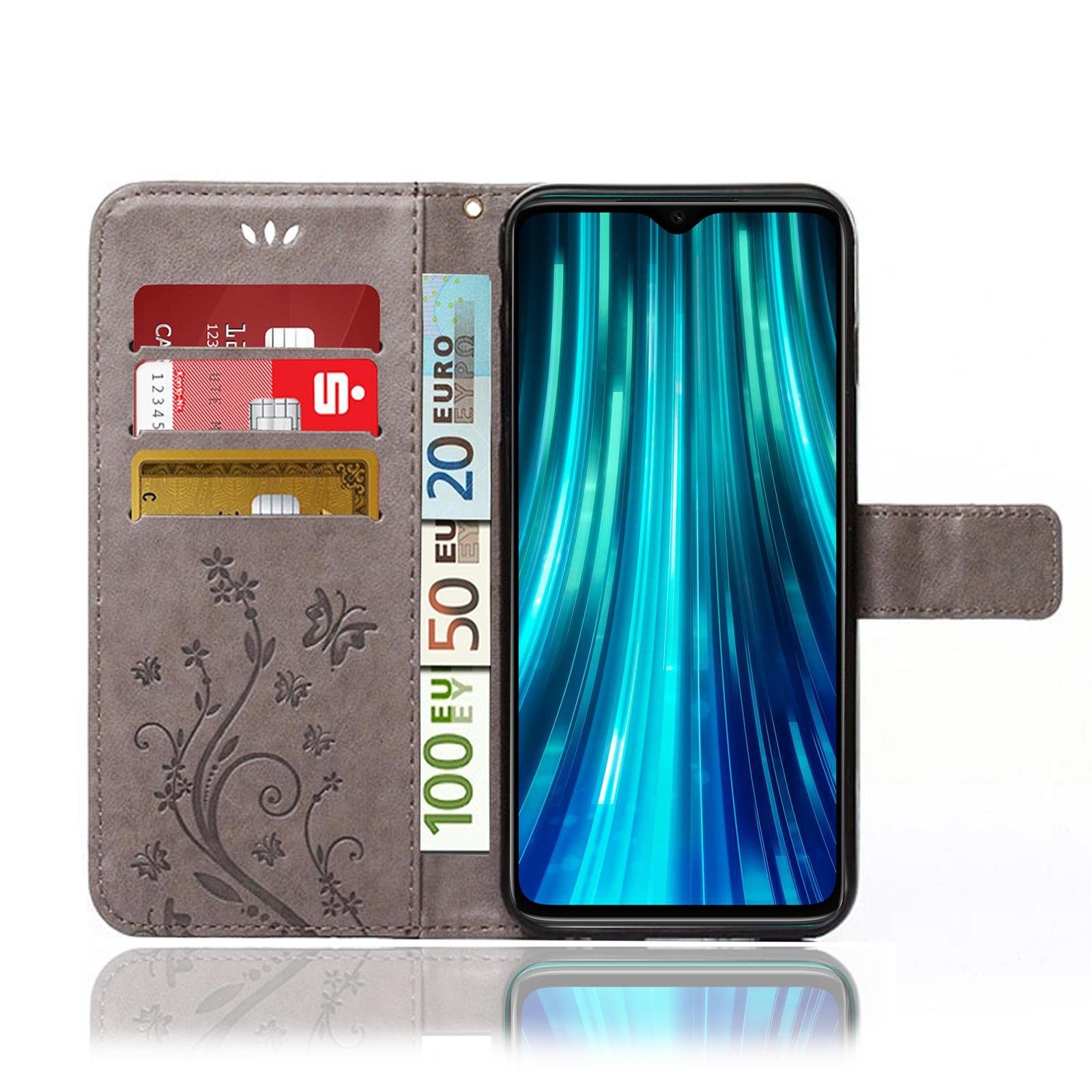 Numerva Handyhülle Bookstyle Flower für Xiaomi Redmi Note 8 Pro, Handy Tasche Schutzhülle Klapphülle Flip Cover mit Blumenmuster