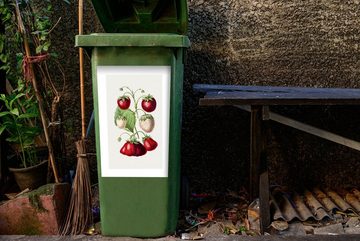 MuchoWow Wandsticker Erdbeere - Obst - Lebensmittel (1 St), Mülleimer-aufkleber, Mülltonne, Sticker, Container, Abfalbehälter