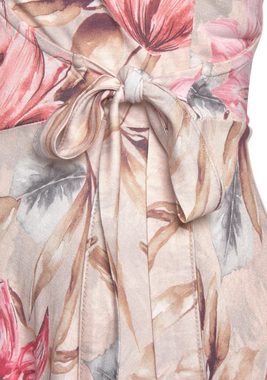 s.Oliver Druckkleid mit Bindeschleife seitlich, bequemes Wickelkleid, Sommerkleid