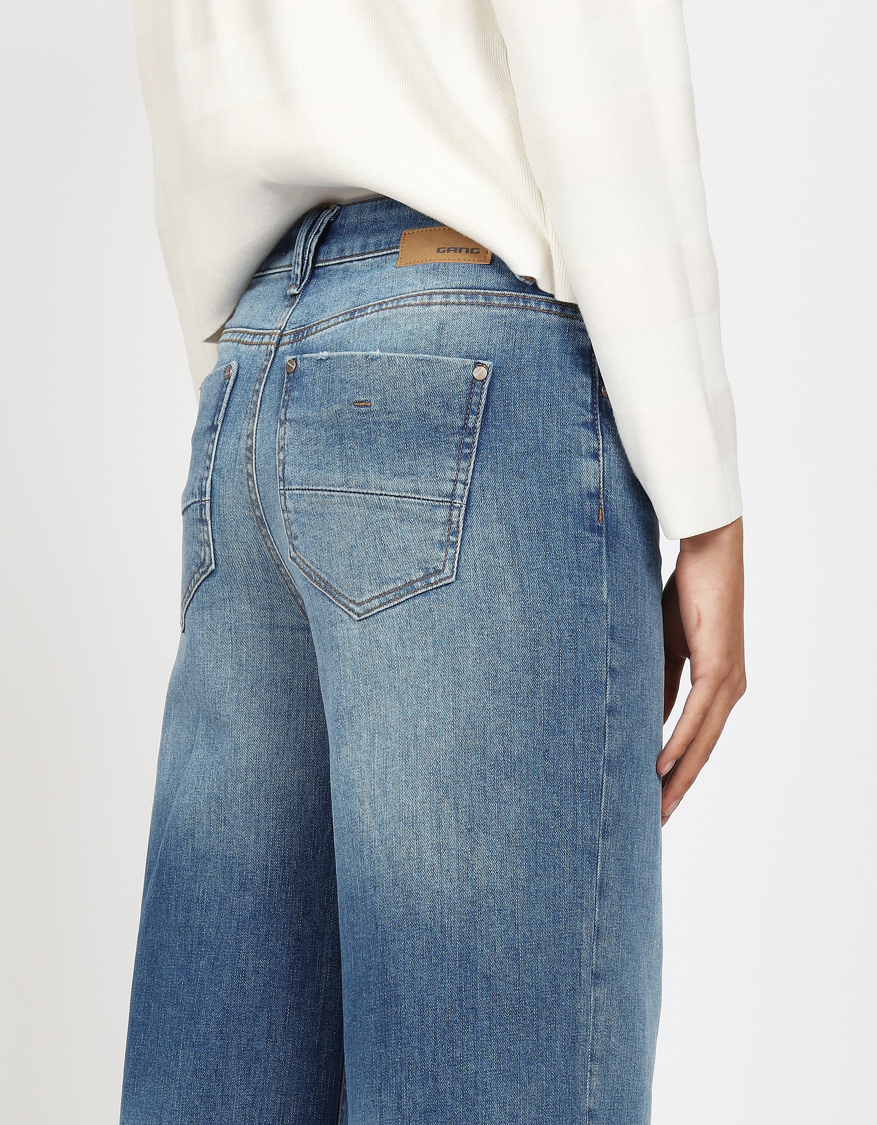 GANG Weite Jeans 94CARLOTTA weiter Fit im bodenlangen Palazzo-Style