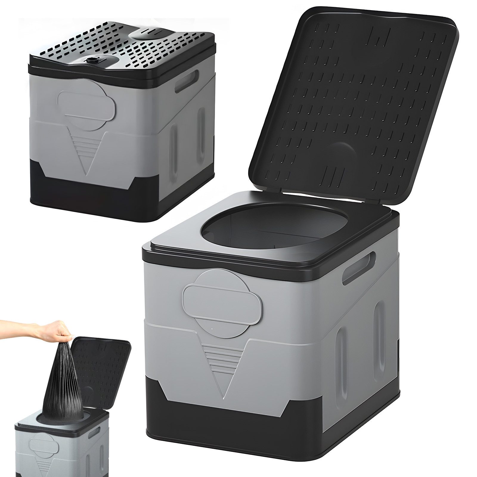 AKKEE Campingtoilette Faltbare Mobile Toilette Campingtoilette max 150 kg 20L, Für Camping und lange Reisen