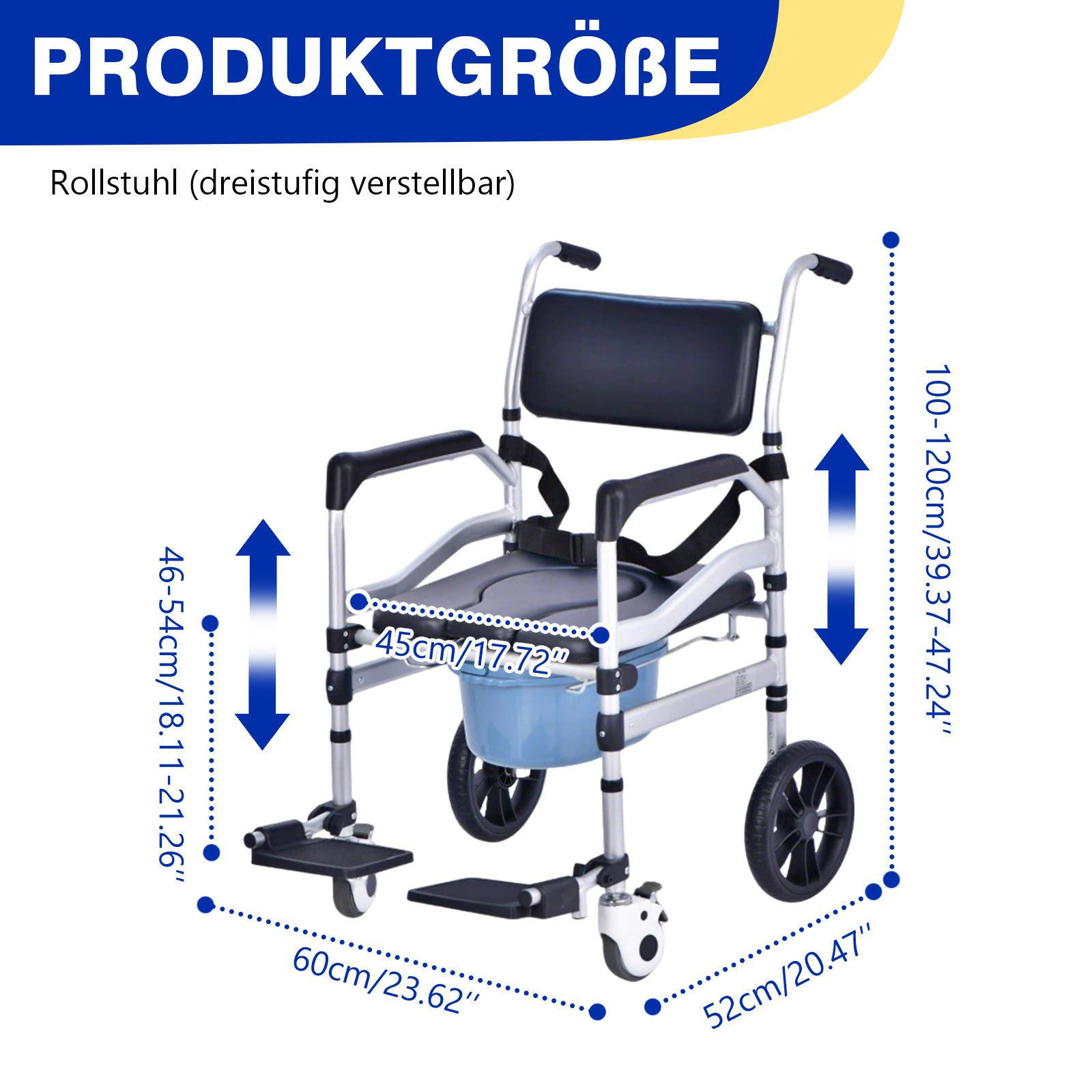 TWSOUL Toiletten-Rollstuhl Höhenverstellbar mit Feststellbaren Rädern Hochk günstig online kaufen