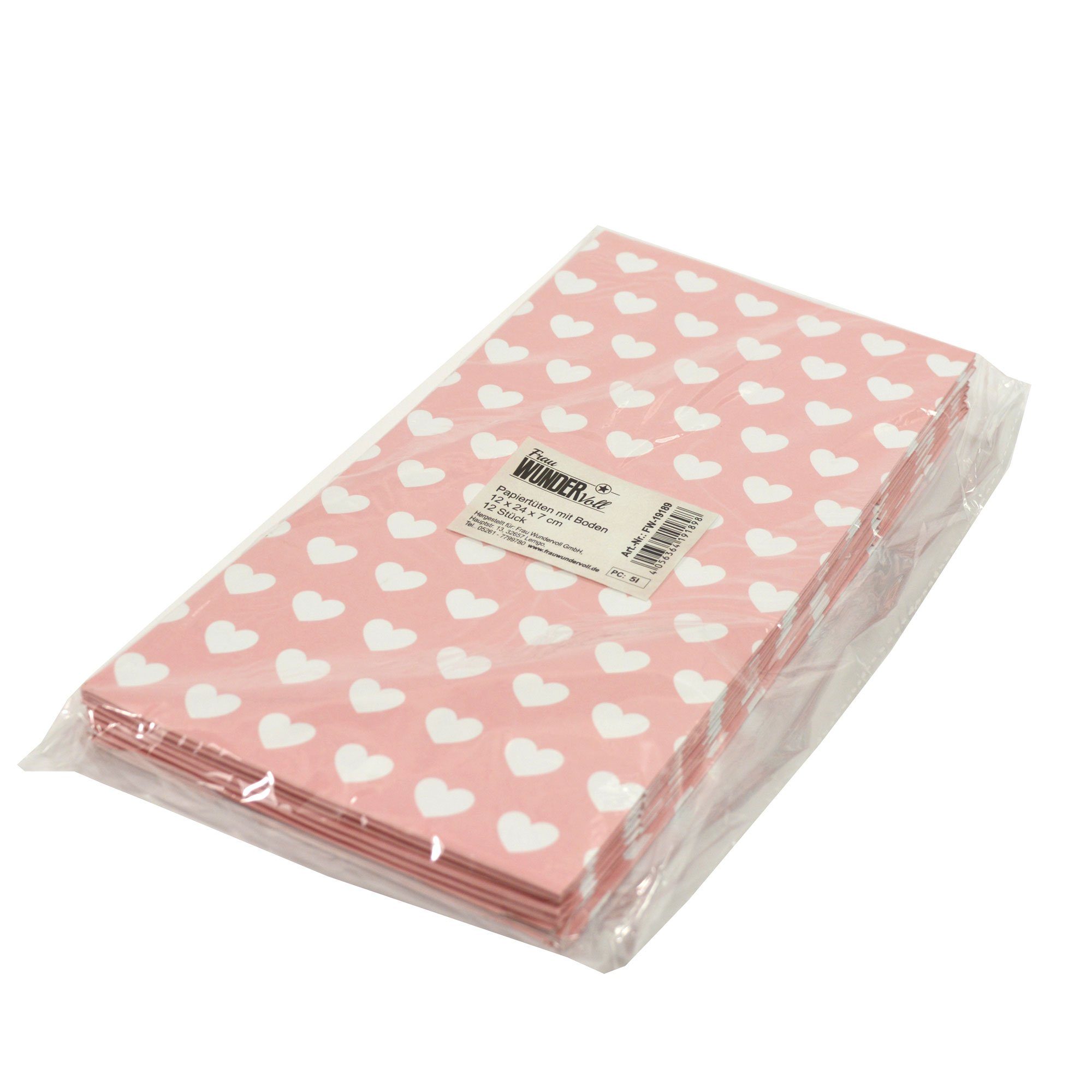 Boden, Frau WUNDERVoll 100g Papiertüten rosa, Herzen, weiße mit Papierdekoration