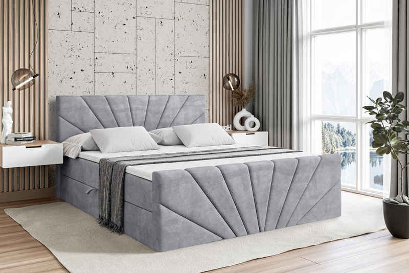 ALTDECOR Boxspringbett MILTIO-Z (Multipocket-Matratze H4, H3 Matratze Bonellfederung, Topper, Kopfteil)