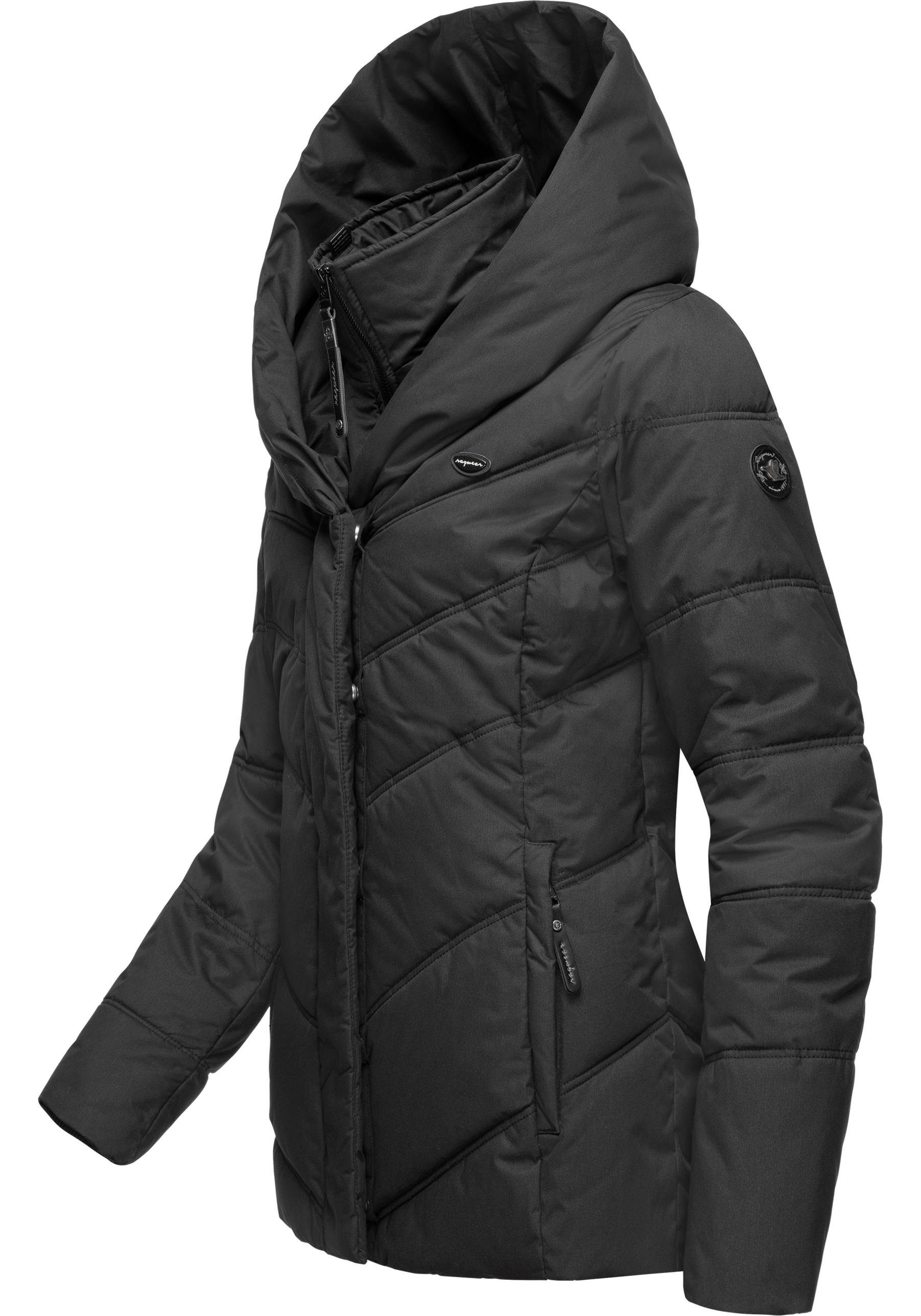 Ragwear und mit Natesa Kapuze Intl. Winterjacke Anorak stylische V-Steppung black