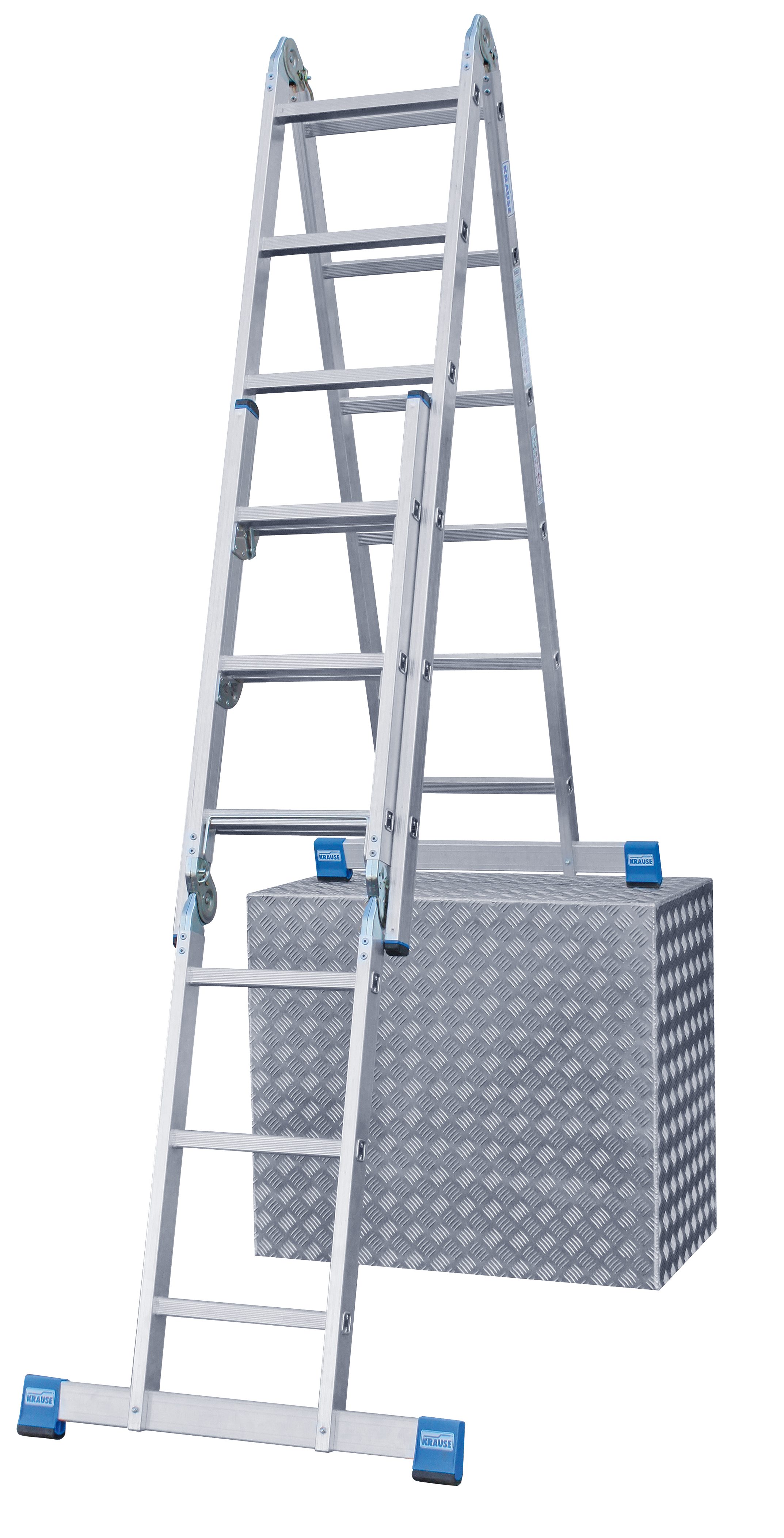 KRAUSE Gelenkleiter Stabilo, Combileiter mit 2x3 und 2x6 Sprossen