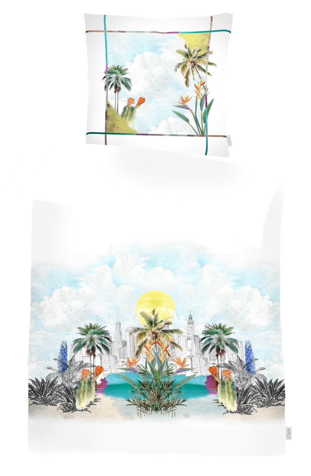APELT Постельное белье Miami Gots, Satin (Bio-Baumwolle), Stadt unter Palmen