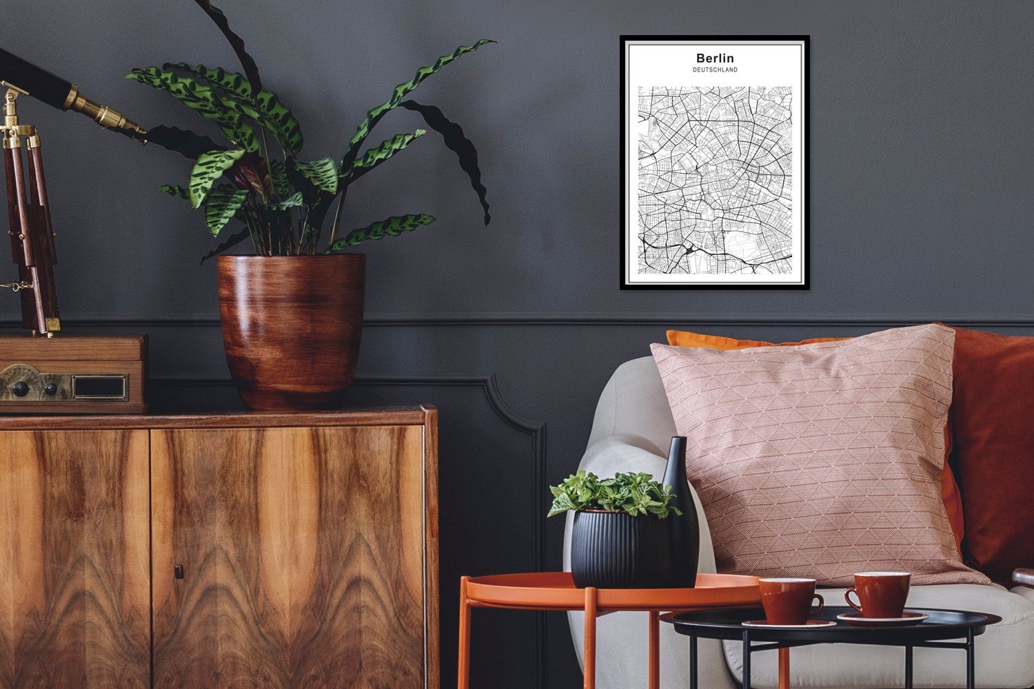 Poster Stadtplan - Berlin - Schwarz und weiß