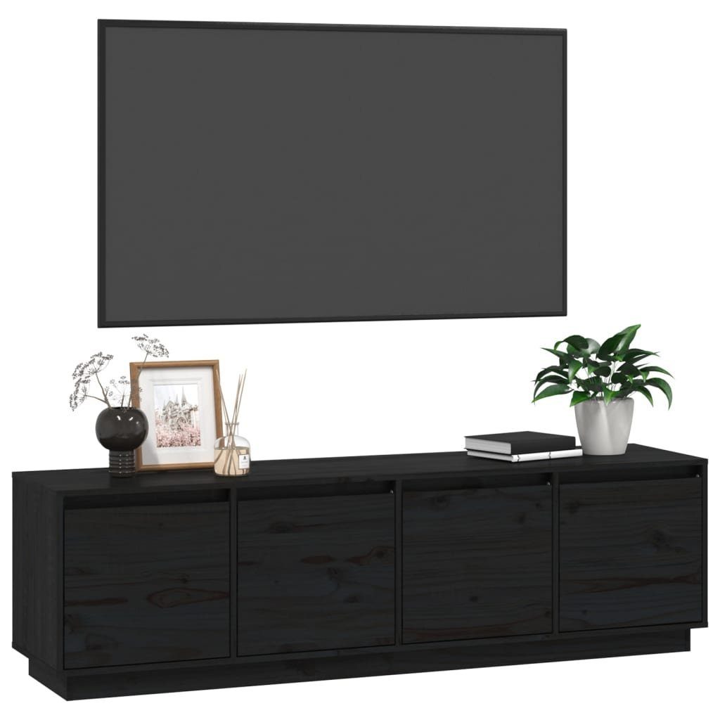 furnicato cm TV-Schrank Schwarz Massivholz Kiefer 156x37x45