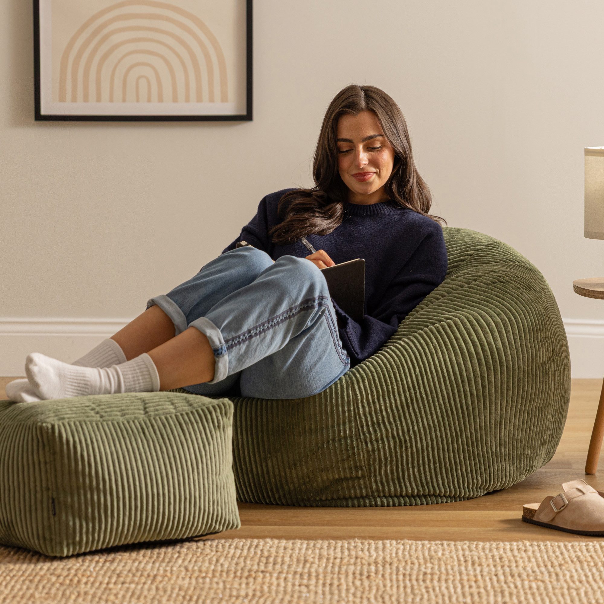 icon Sitzsack Erwachsene aus Cord „Kingston“ mit Hocker (Spar-Set, 1 x Sitz günstig online kaufen