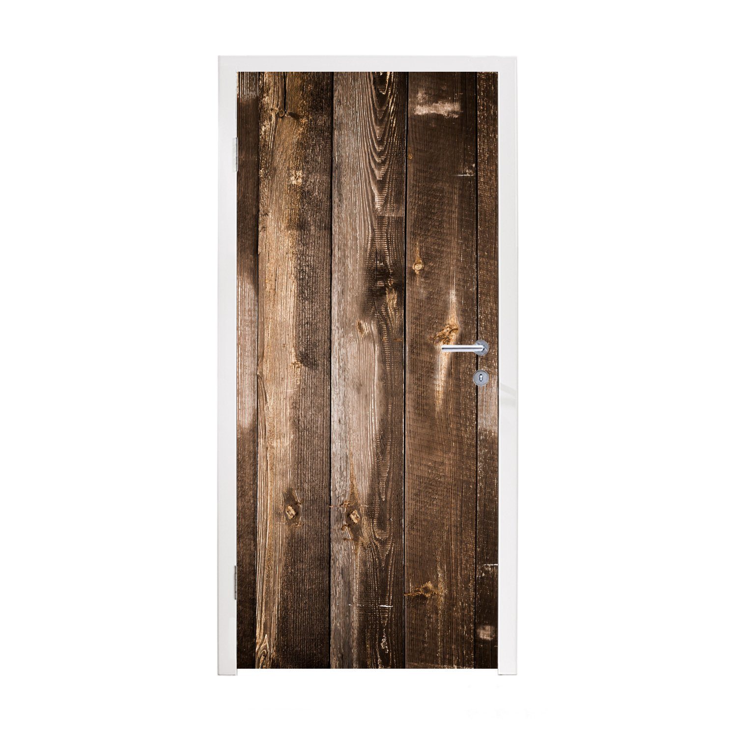 MuchoWow Türtapete Regal - Muster - Vintage - Holz, Matt, bedruckt, (1 St), Fototapete für Tür, Türaufkleber, 75x205 cm