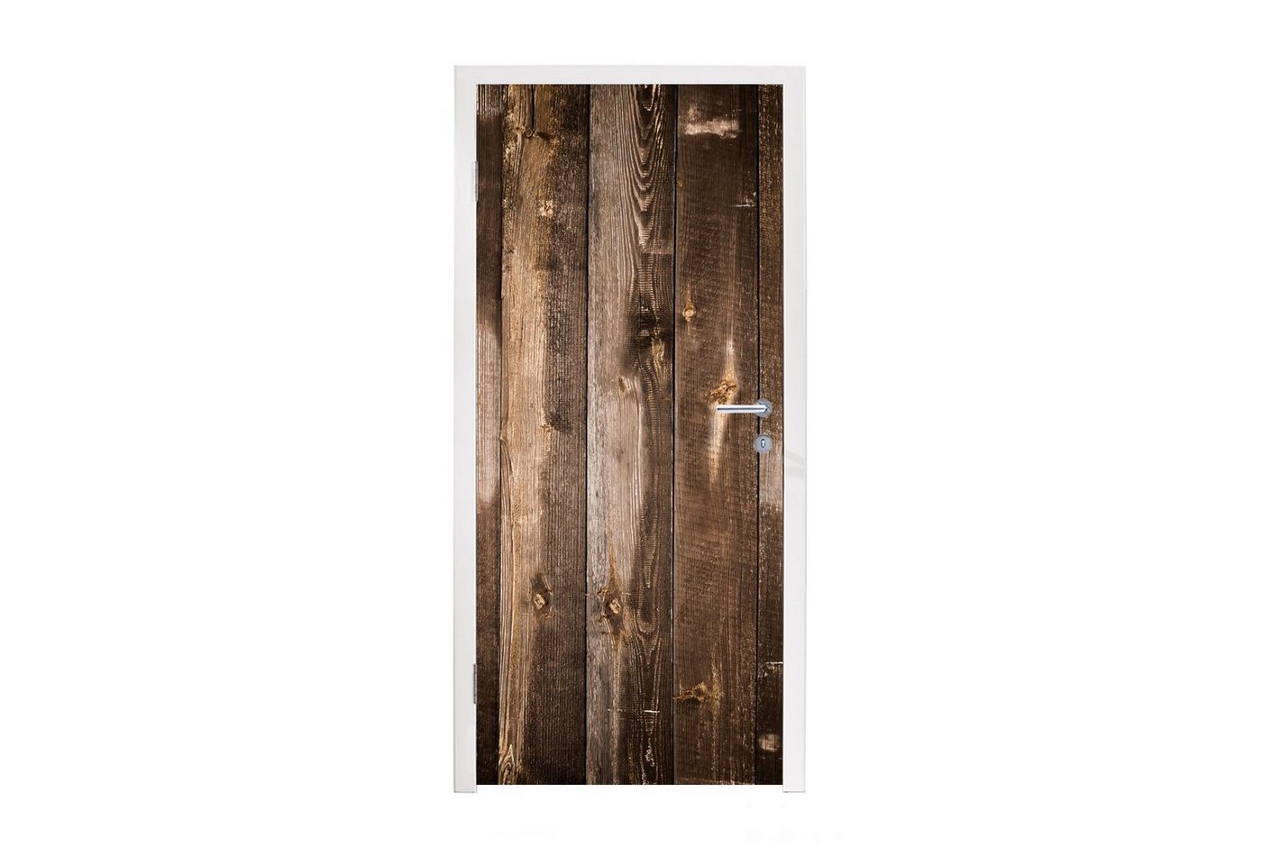 MuchoWow Türtapete Regal - Muster - Vintage - Holz, Matt, bedruckt, (1 St), Selbstklebende Tapete, Folie für Möbel, 75x205 cm