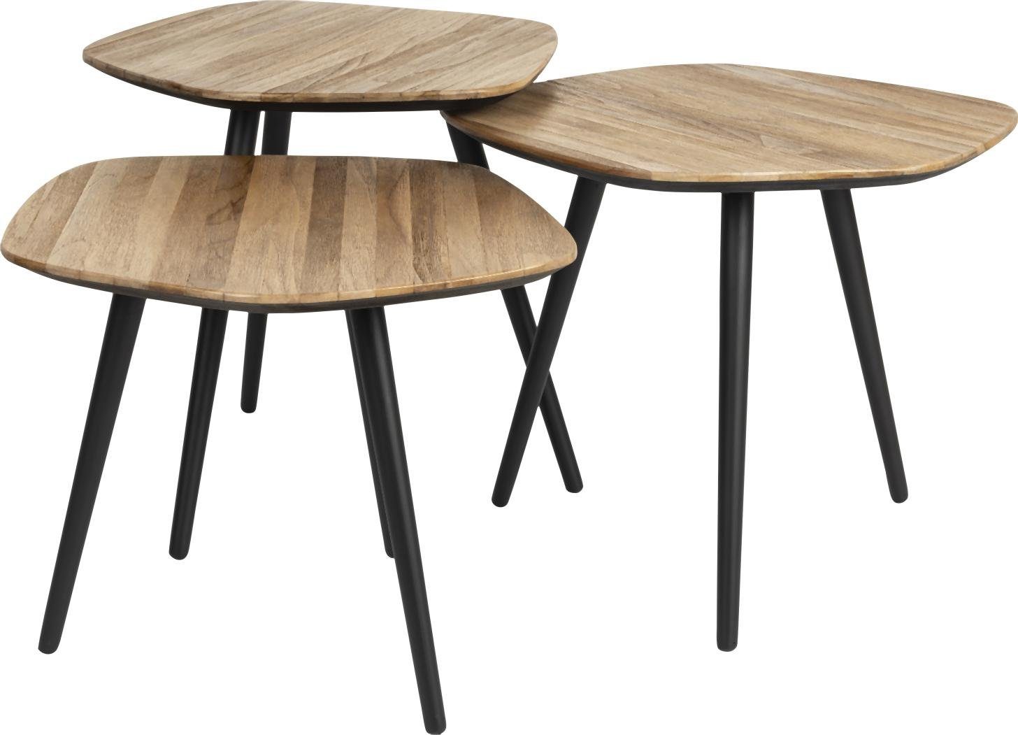 Couchtisch Couchtisch CUTIE 3-er Set aus recyceltem Teakholzfurnier