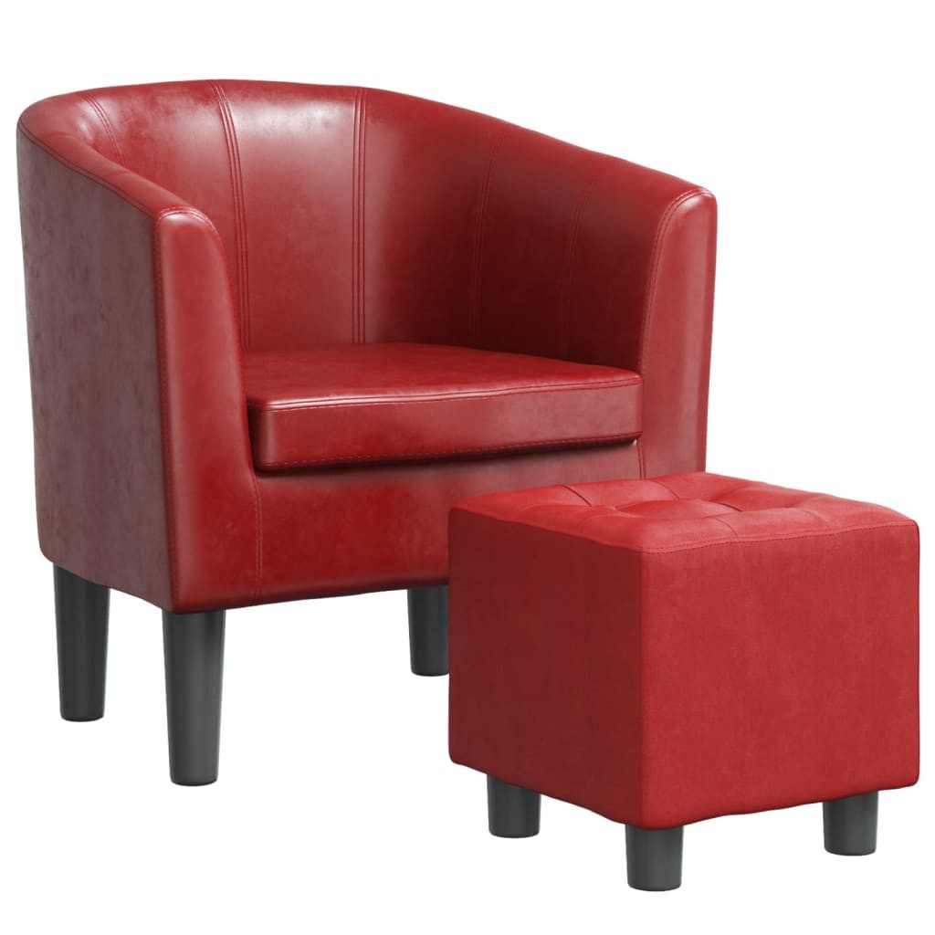vidaXL Sessel Clubsessel mit Fußhocker Weinrot günstig online kaufen