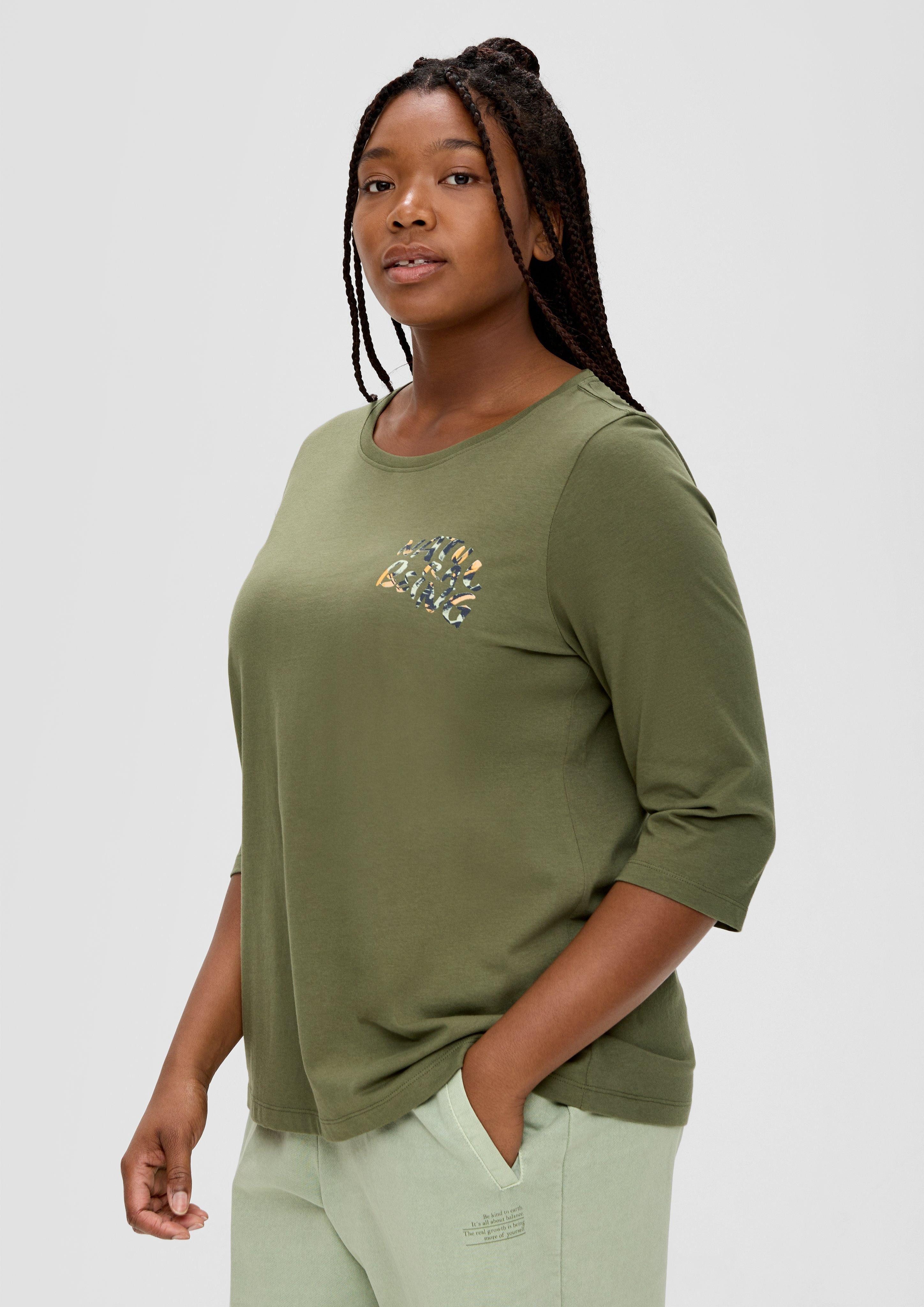 TRIANGLE 3/4-Arm-Shirt Longsleeve mit Flockprint-Detail günstig online kaufen