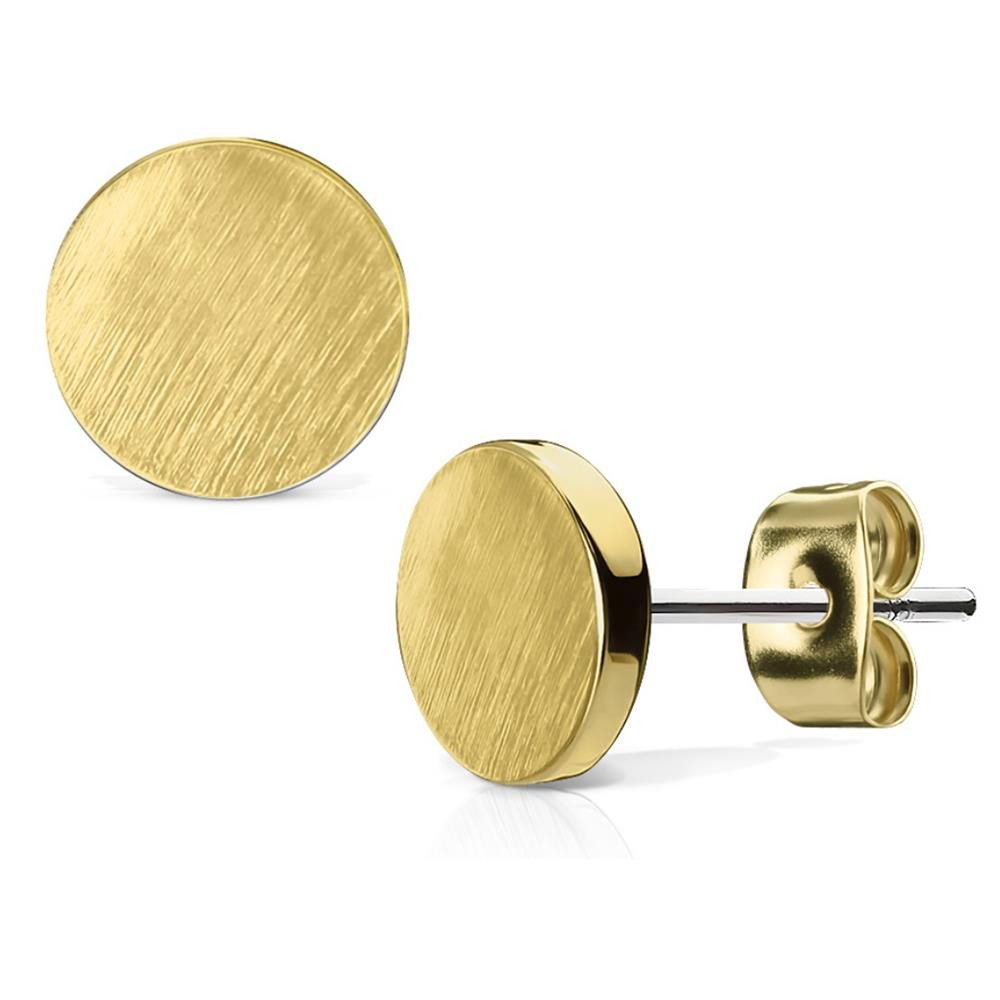 BUNGSA Ohrring-Set Gold - Ohrstecker rund gebürstet aus Edelstahl Damen (1 Paar (2 Stück), 2-tlg), Ohrschmuck Ohrringe