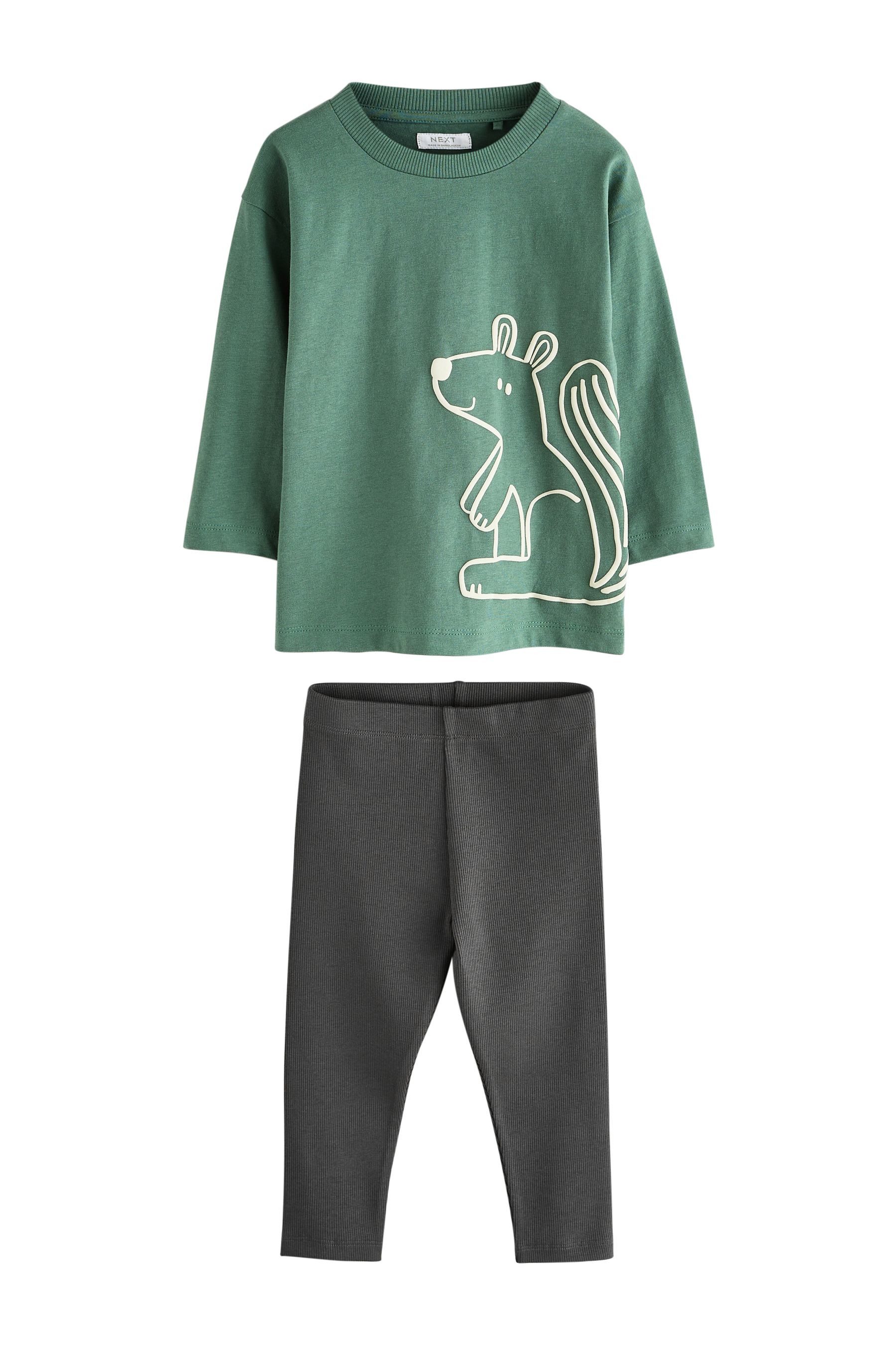 Next Langarmshirt & Leggings Oberteil mit Grafik-Print und Leggings im 2er-Set (4-tlg) – Bild 4 von 5