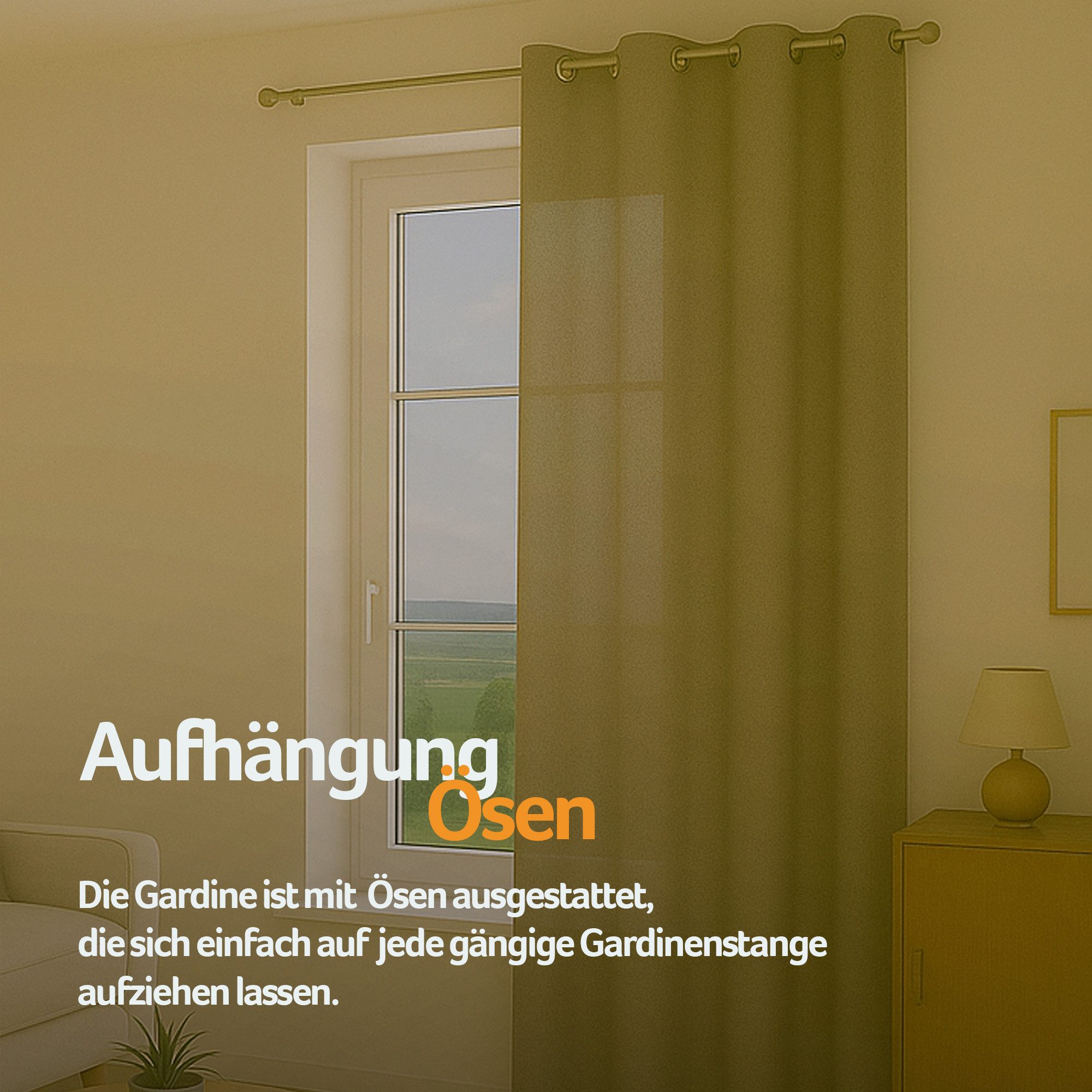 Bestlivings Vorhang „Ellen“ mit Ösen (1 St), Ösen, blickdicht, einfarbig, waschbar bei 30°C, bügelleicht, strapazierfähig, formstabil – Bild 3 von 5