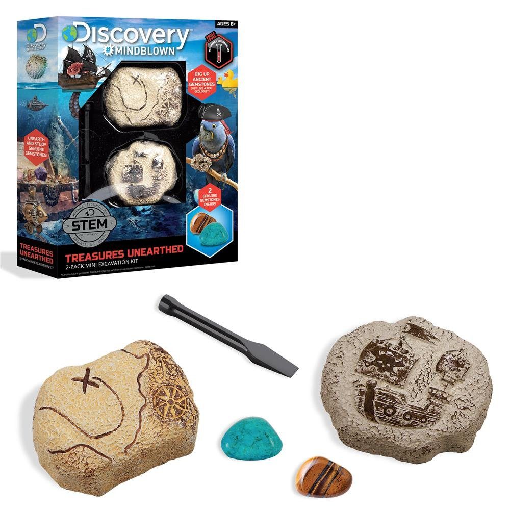 Discovery Adventures Discovery Lernspielzeug Mindblown Ausgrabungsset Treasure Unearthed, mit Meißel | Mineralogiekästen
