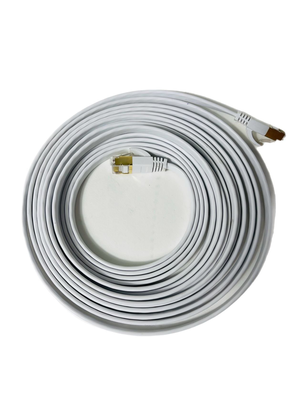 VaGo-Tools CAT7 Patchkabel Netzwerkkabel weiß 20m flach LAN-Kabel, RJ45, RJ45