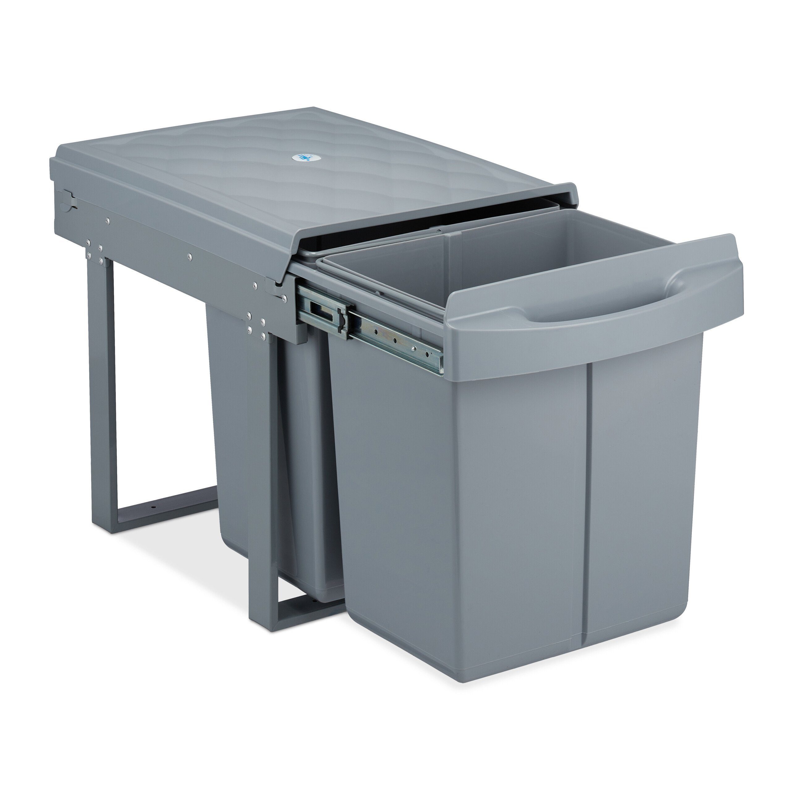 relaxdays Einbaumülleimer 2x 20l grau