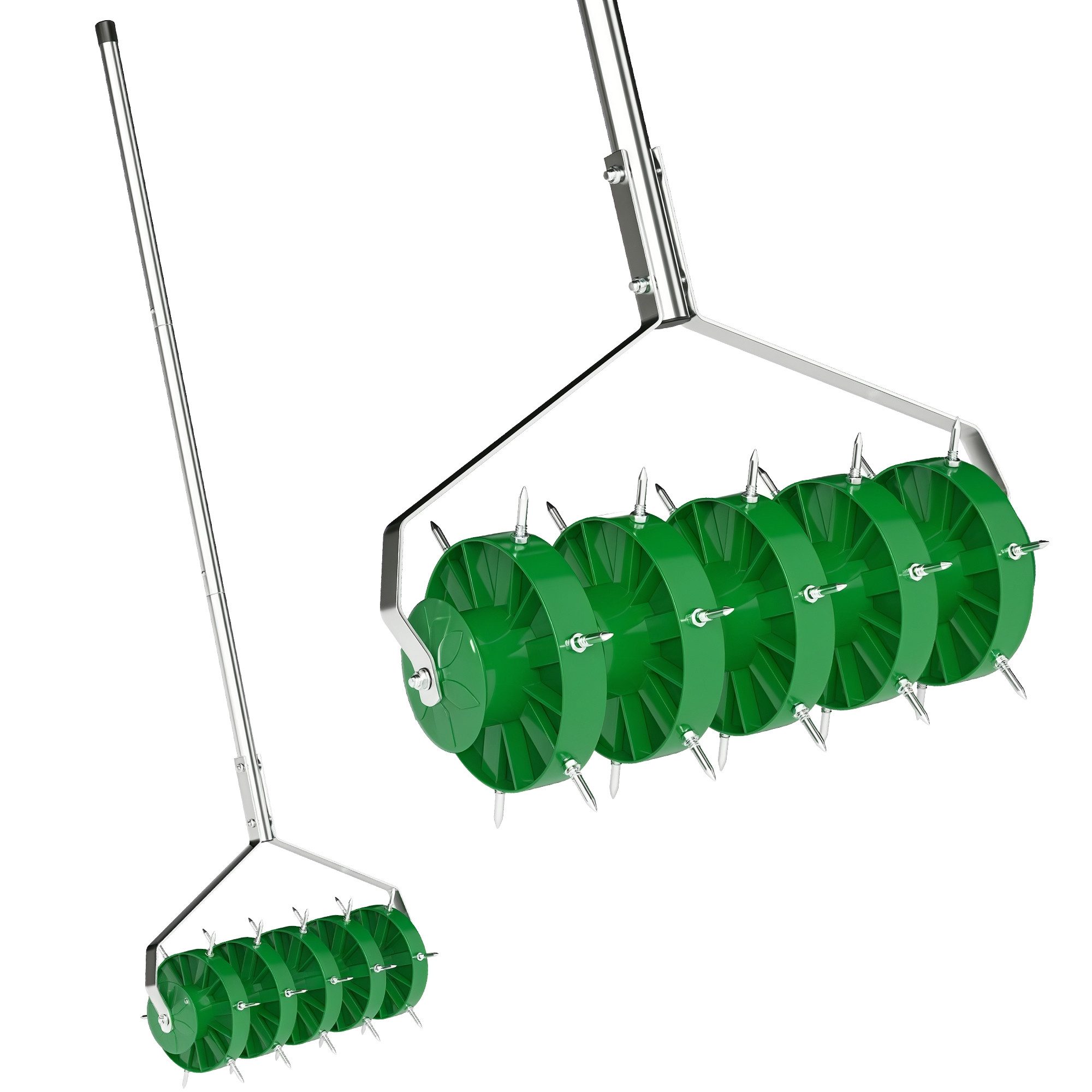 Outsunny Gartenpflege-Set Rasenlüfter, Aerifizierer für Rasen, manuell, mit 30 Eisenspikes, 45cm Breite, für Höfe Rasen