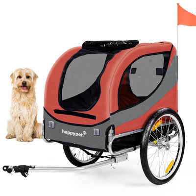 Happypet Fahrradhundeanhänger PBTR01, Anhänger für Mittelgroße Hunde, Max. 40 kg, Sunset Orange