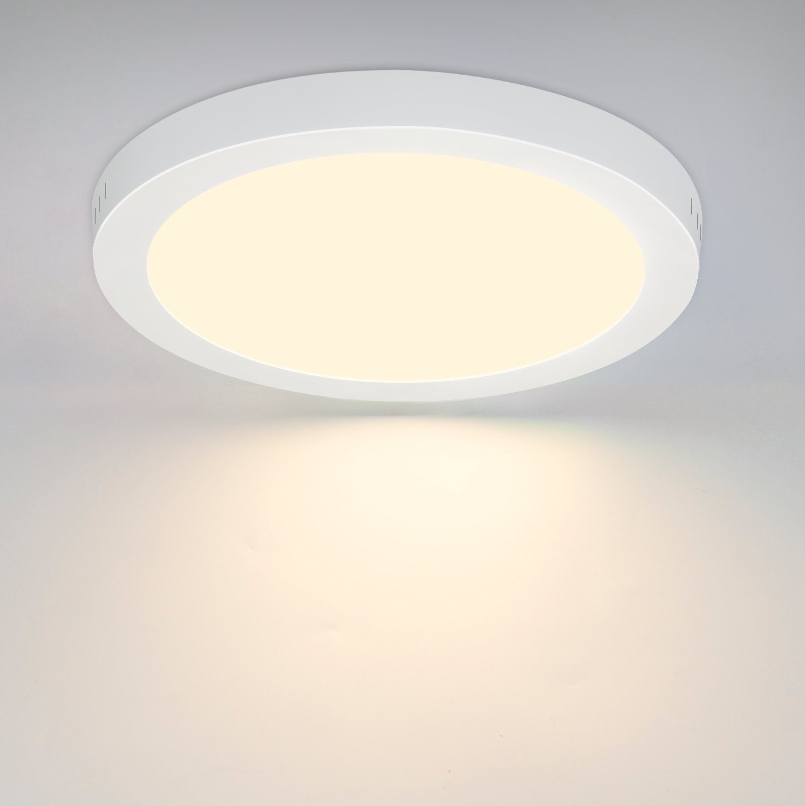 Flach LED Energiesparend, Deckenlampe Modern18W Augenschutz Weiß ‎Flimmerfrei, Warmweiß Deckenleuchte Wasserfest, Nettlife IP44 Rund