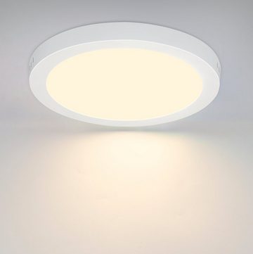 Nettlife LED Panel Deckenleuchte Rund Flach Weiß Deckenlampe Modern18W, IP44 Wasserfest, LED fest integriert, Warmweiß, Wohnzimmer Badezimmer Flur Kinderzimmer Schlafzimmer