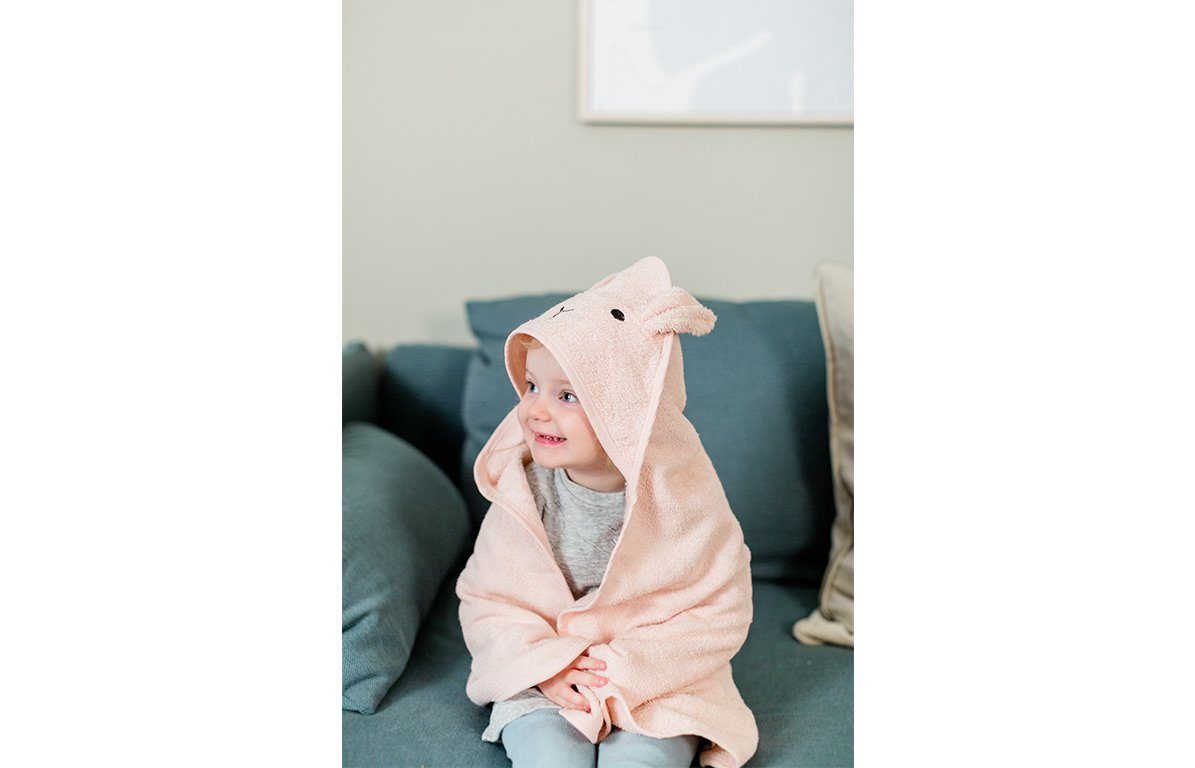 KINDSGUT Kapuzenhandtuch Hase, Baumwolle, Aus 100% zertifizierter Baumwolle, rosa