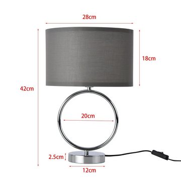 lux.pro Tischleuchte, ohne Leuchtmittel, »Torquay« 1 x E14 Metall Textil 42 cm Chromfarben / Grau